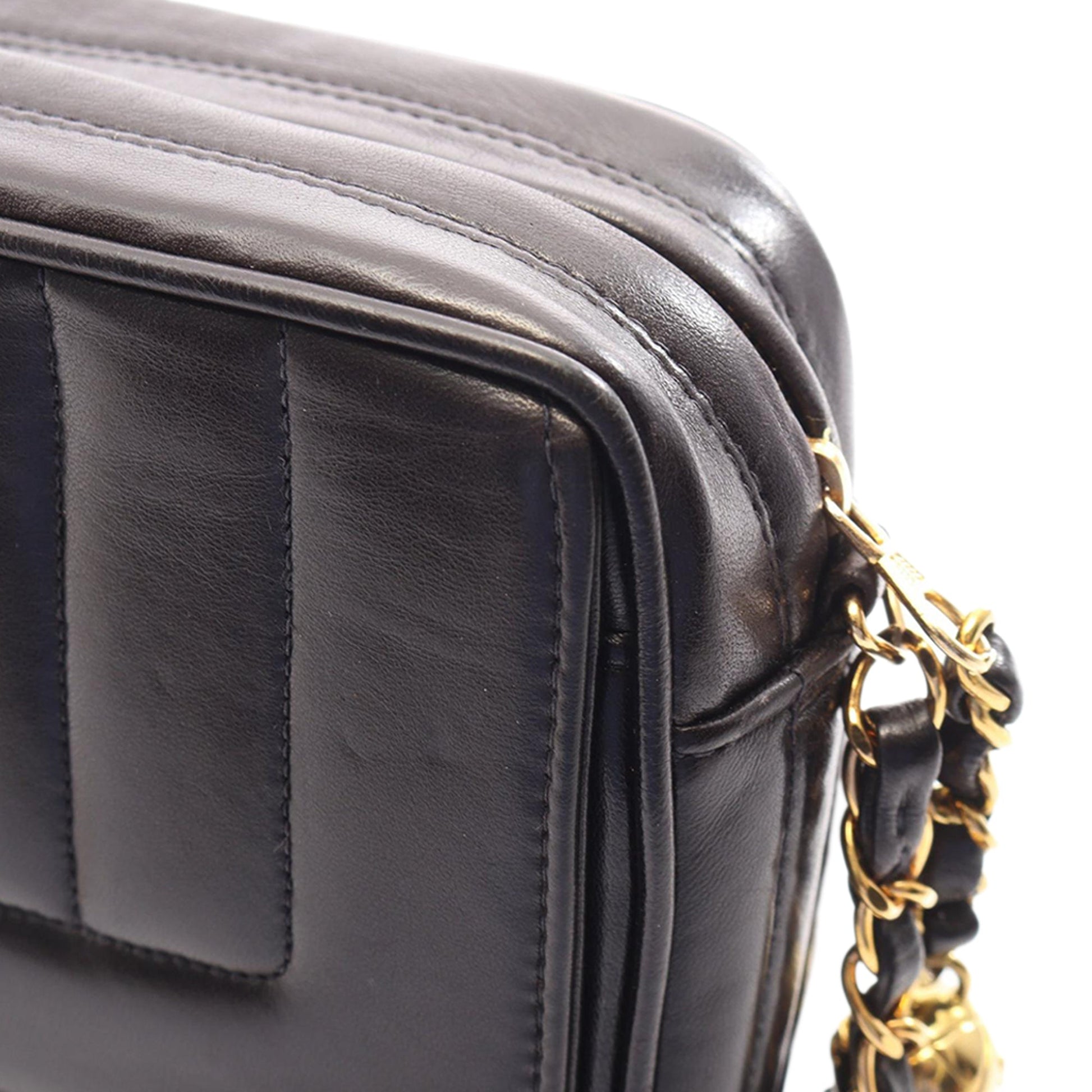 Chanel CC Vertical Quilted Lambskin Tassel Flap Camera Bag