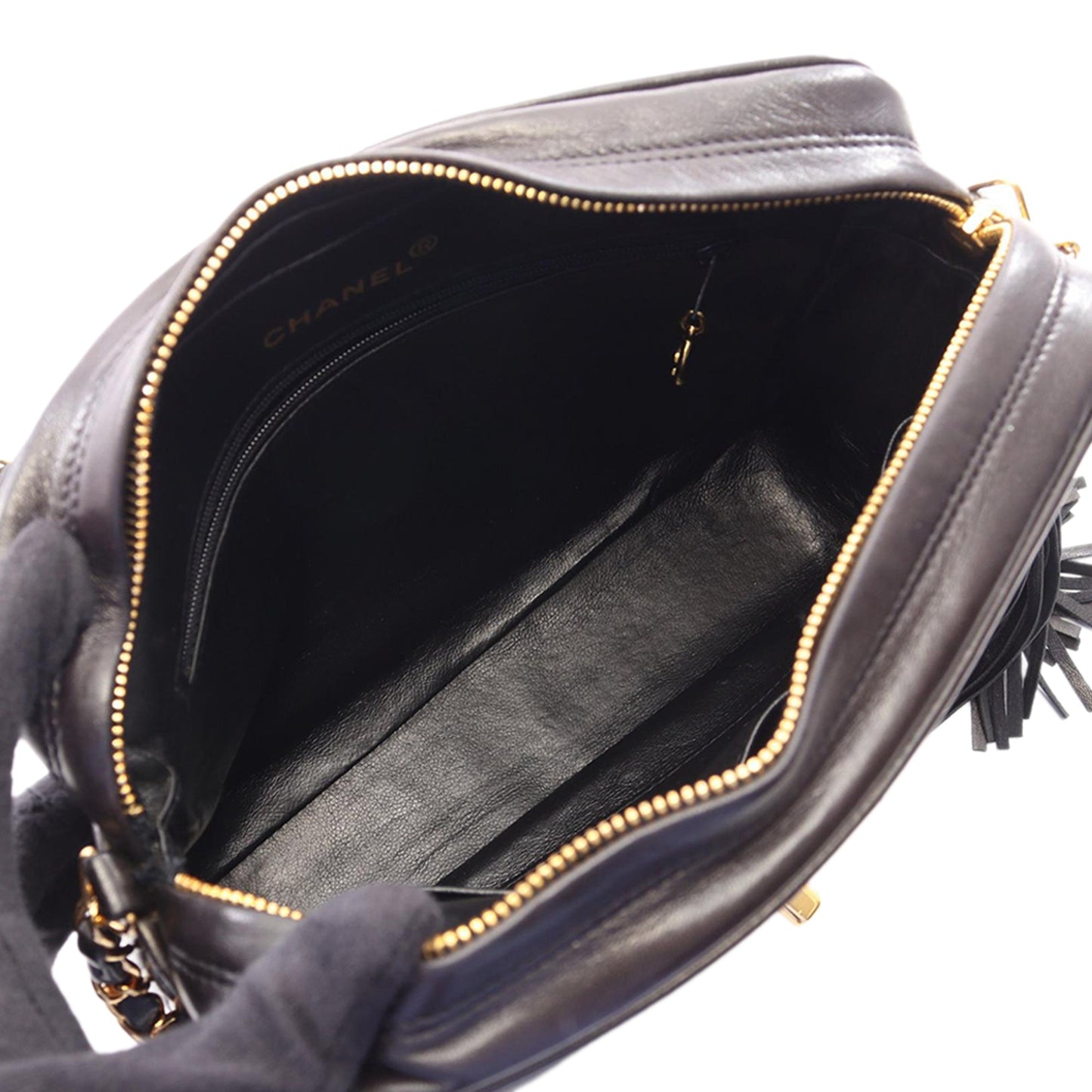 Chanel CC Vertical Quilted Lambskin Tassel Flap Camera Bag
