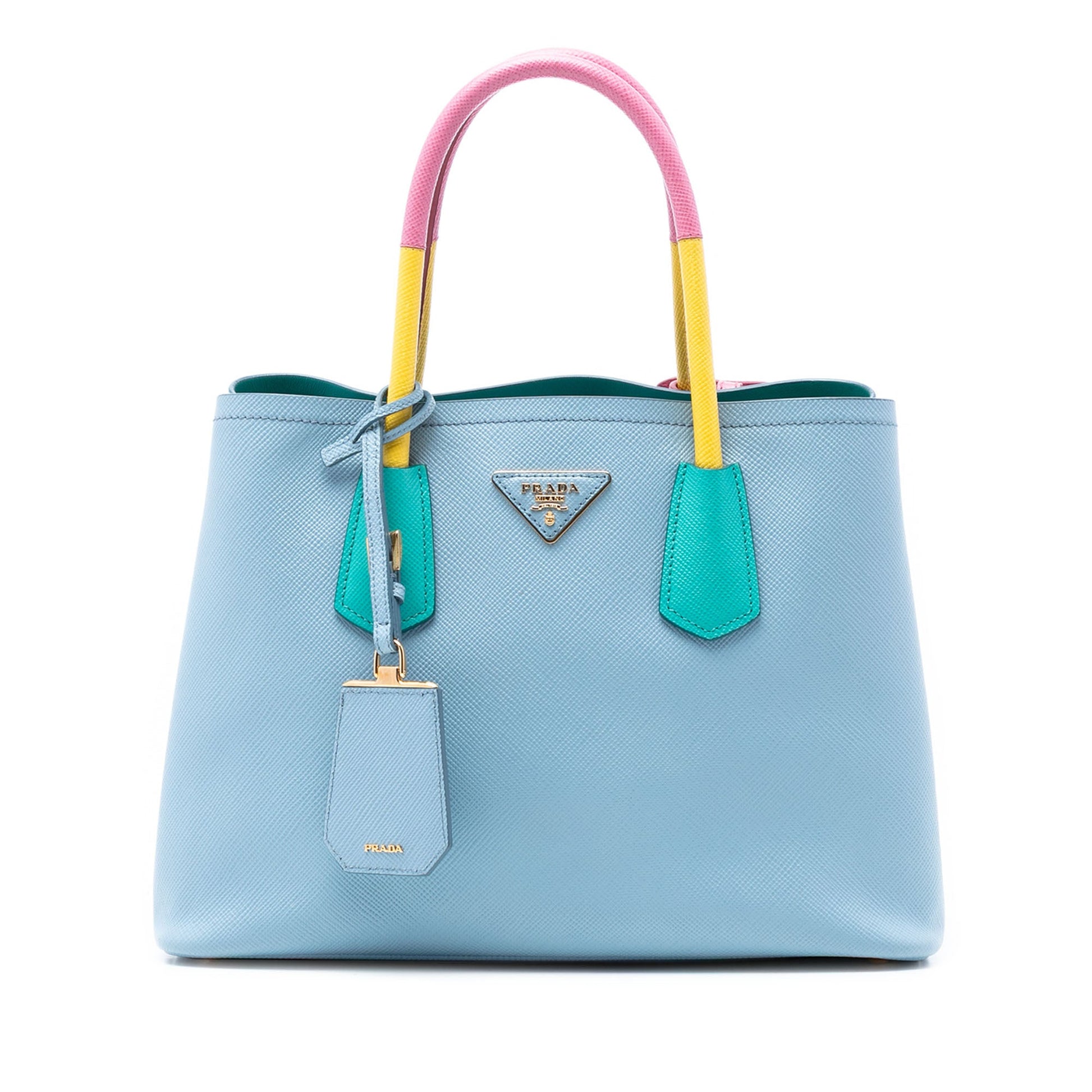 Small Bicolor Saffiano Cuir Double Satchel