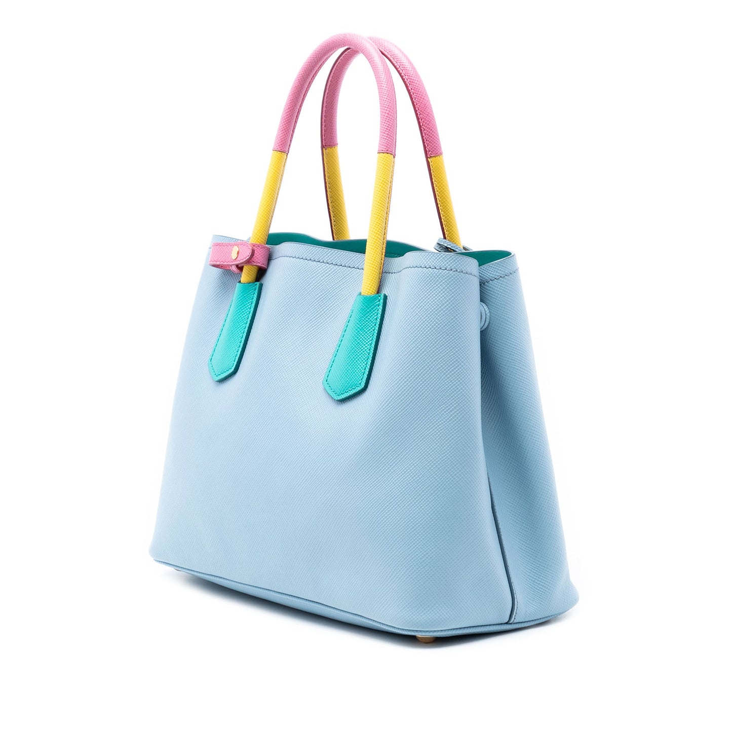 Small Bicolor Saffiano Cuir Double Satchel