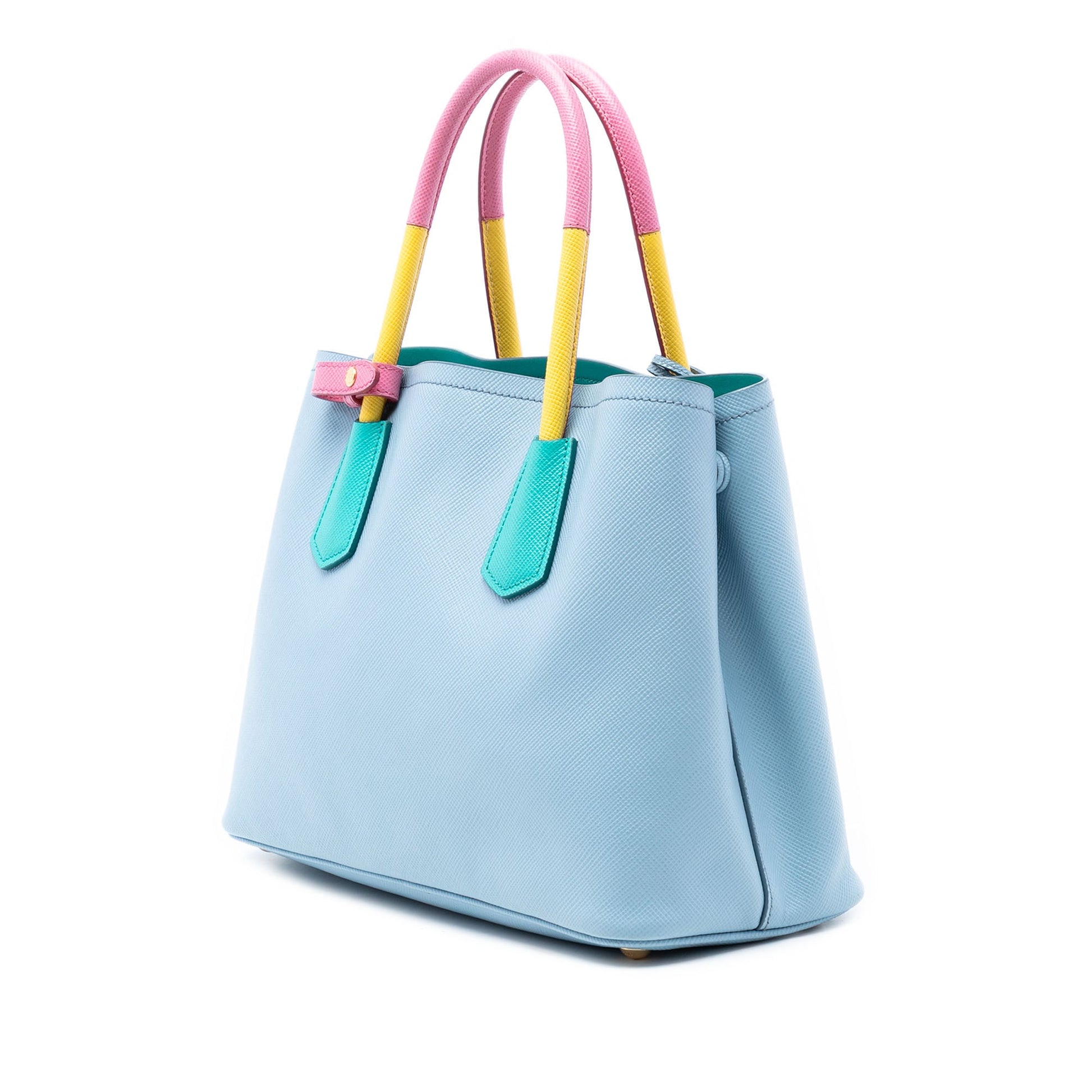 Small Bicolor Saffiano Cuir Double Satchel