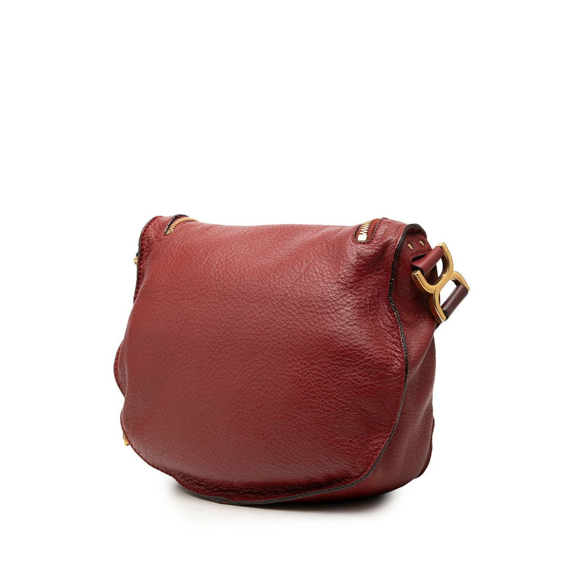 Chloé Medium Grained Calfskin Marcie Saddle Crossbody — Red