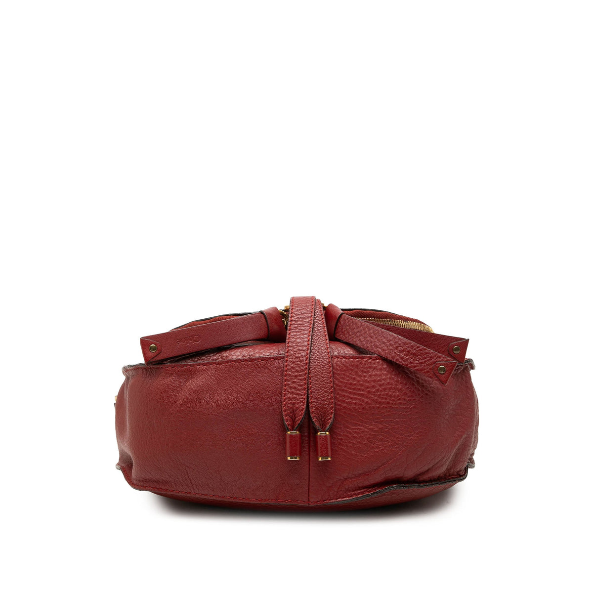 Chloé Medium Grained Calfskin Marcie Saddle Crossbody — Red