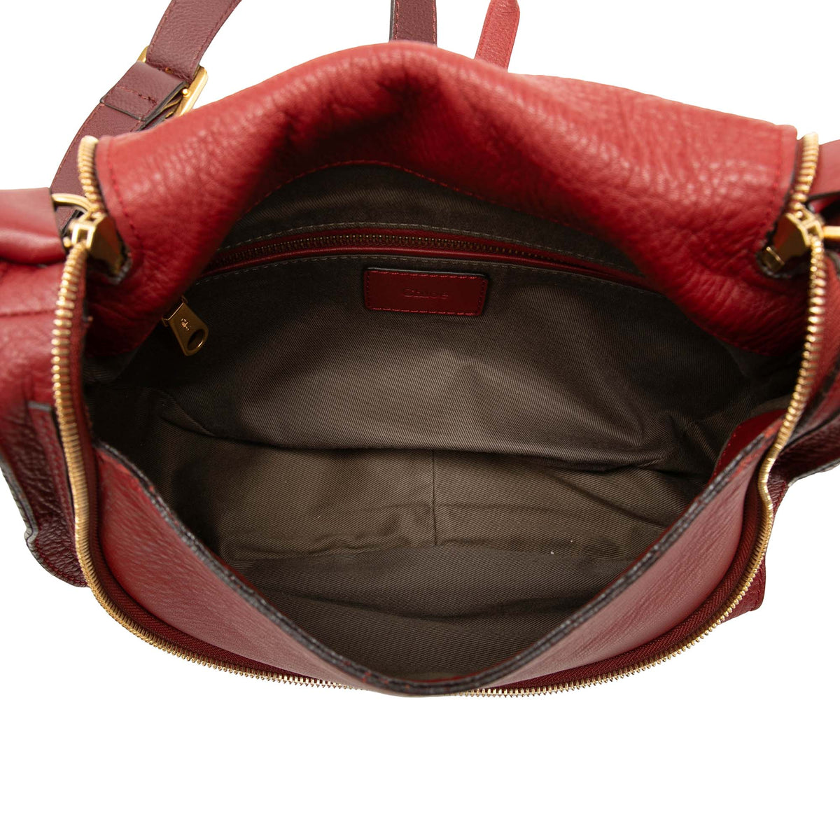 Chloé Medium Grained Calfskin Marcie Saddle Crossbody — Red