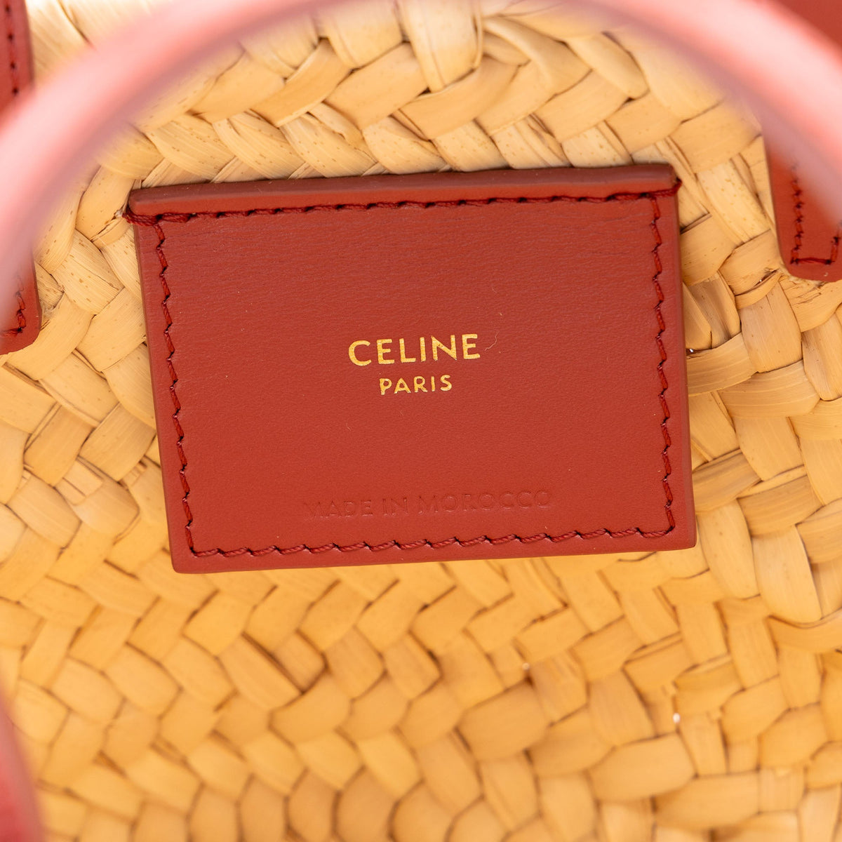 Celine Nano Raffia Cuir Triomphe Classic Panier Tote — Beige