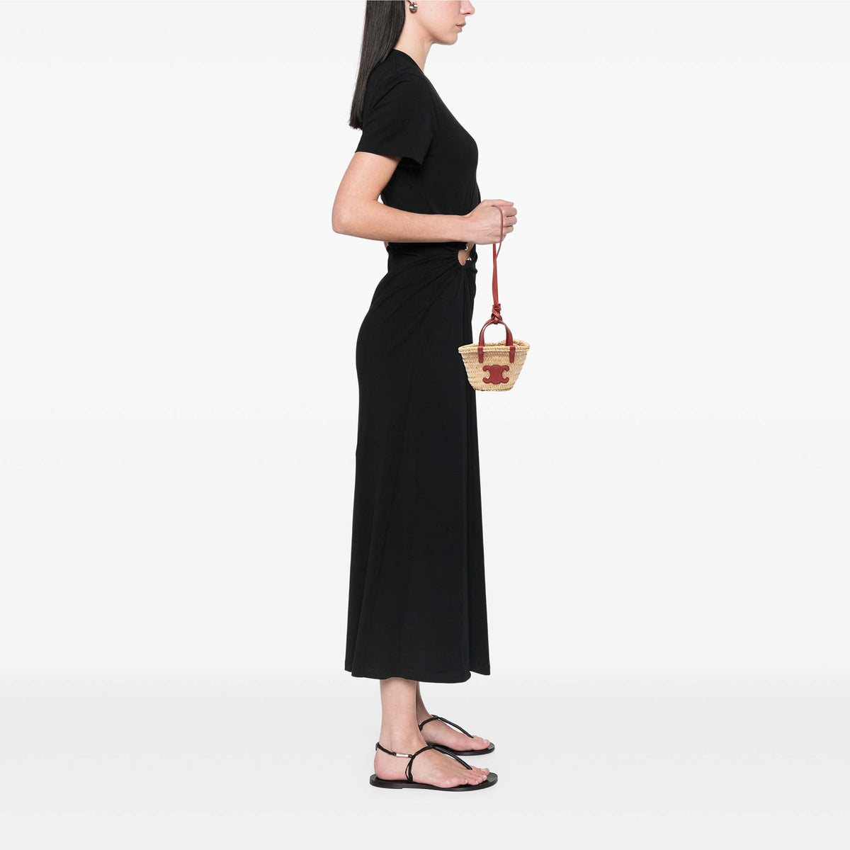 Celine Nano Raffia Cuir Triomphe Classic Panier Tote — Beige