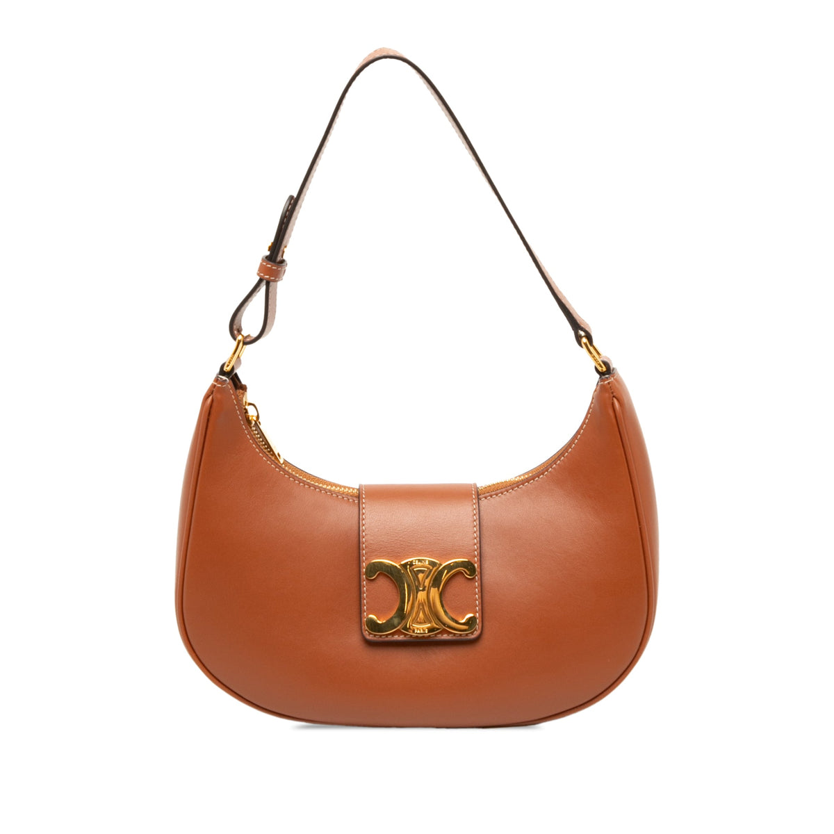 Celine Medium Smooth Calfskin Triomphe Ava Shoulder Bag — Brown