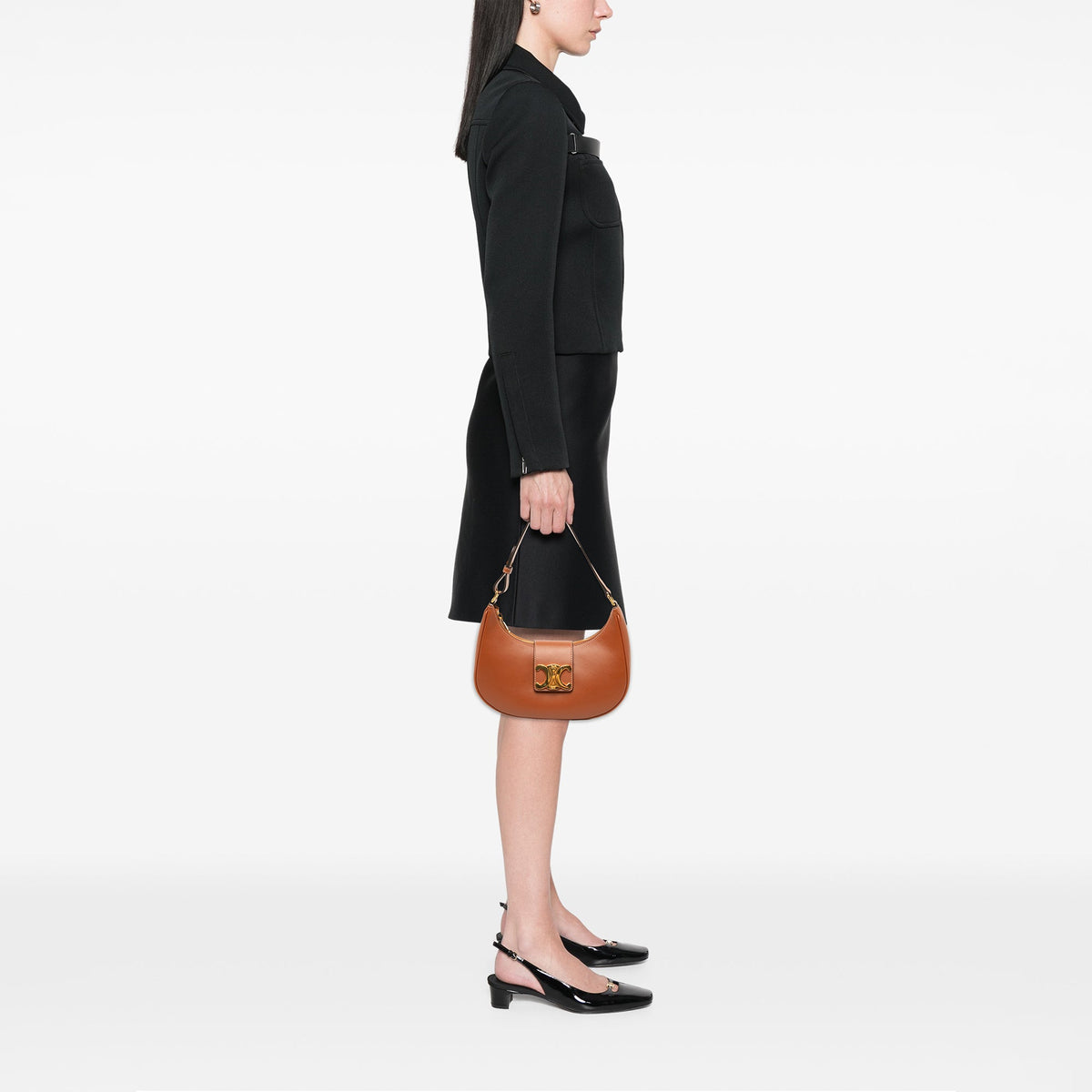 Celine Medium Smooth Calfskin Triomphe Ava Shoulder Bag — Brown