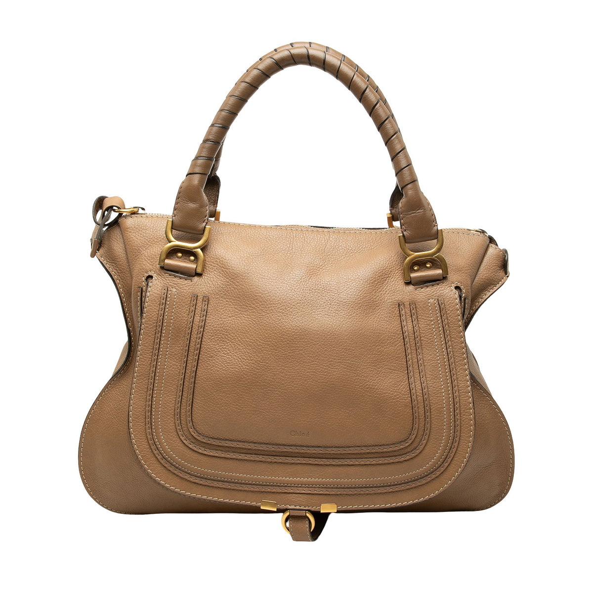 Chloé Large Leather Marcie Satchel — Brown