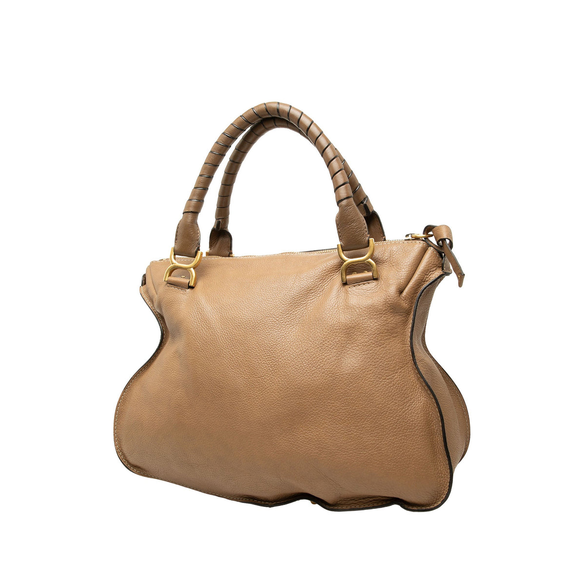 Chloé Large Leather Marcie Satchel — Brown