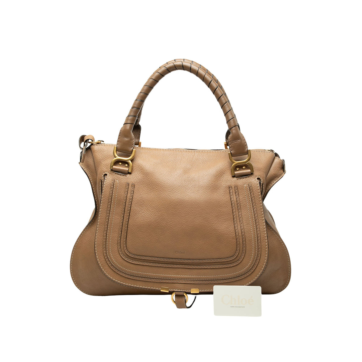 Chloé Large Leather Marcie Satchel — Brown