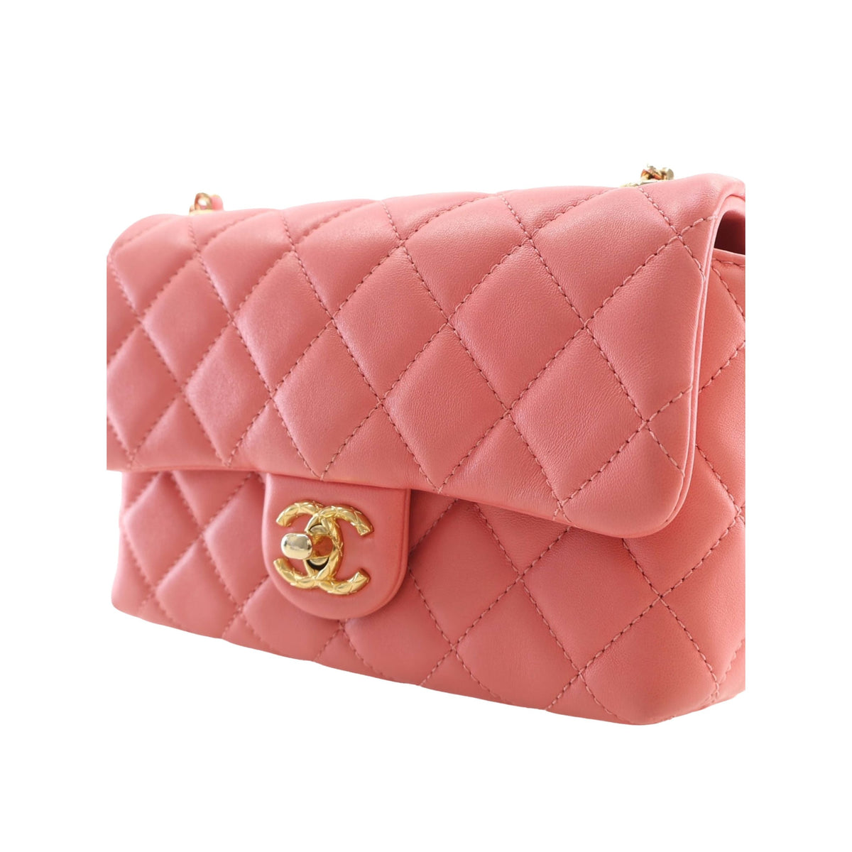 Chanel Mini CC Quilted Lambskin Chain Flap — Pink