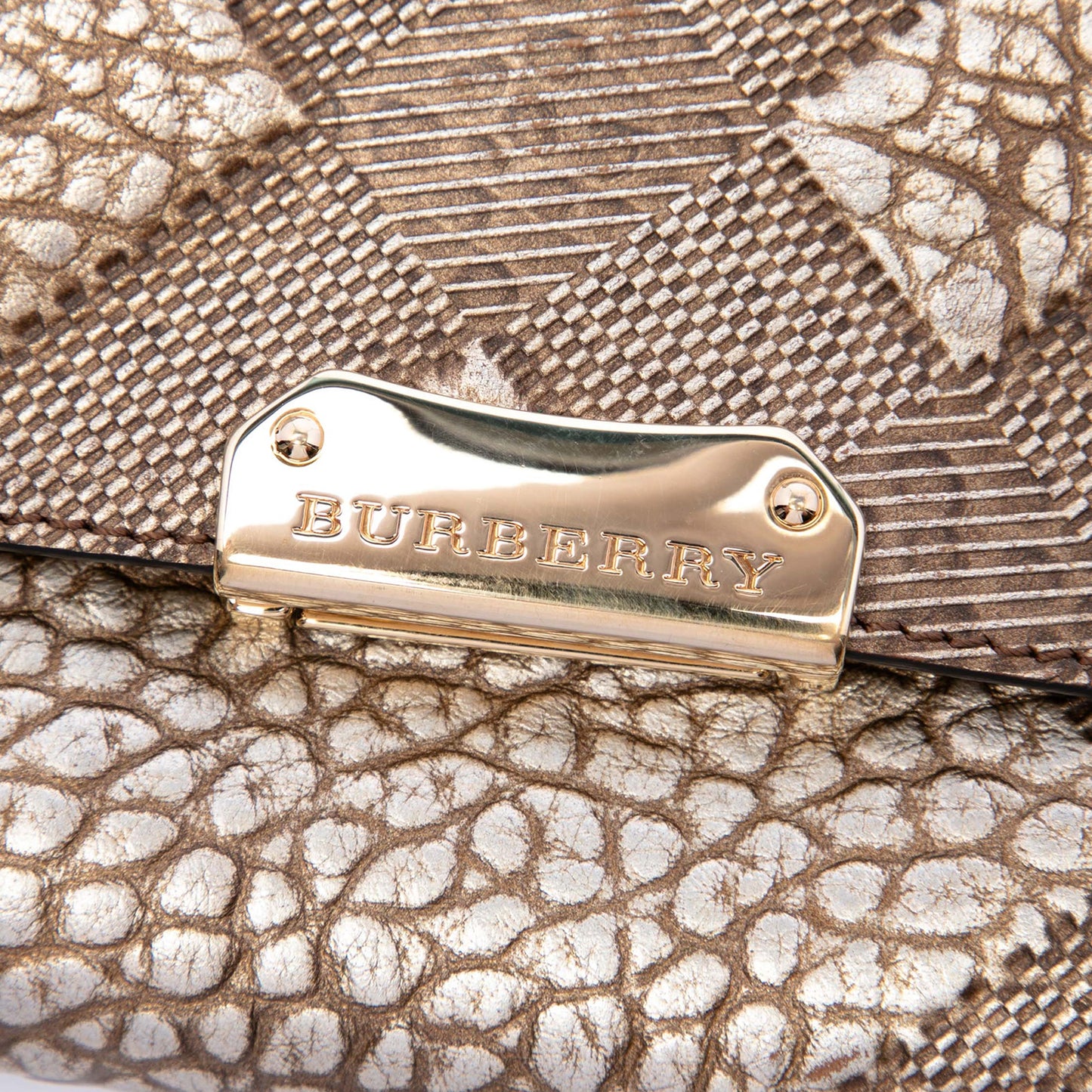 Burberry Embossed Grain Check Leather Langley Crossbody