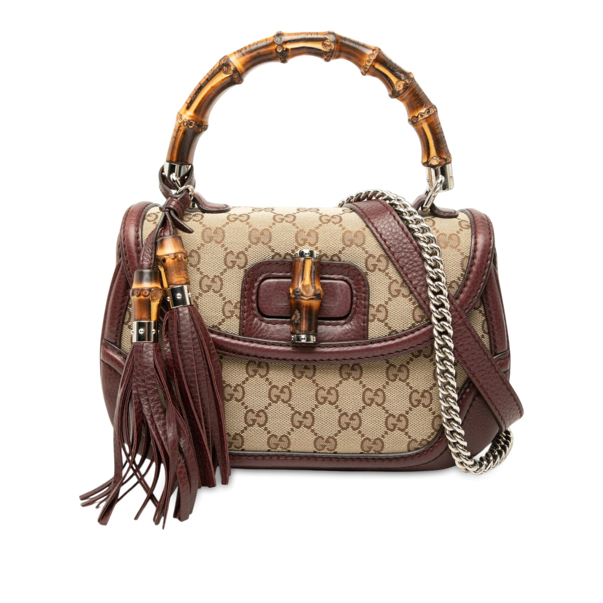 Gucci Medium GG Canvas New Bamboo Top Handle Bag