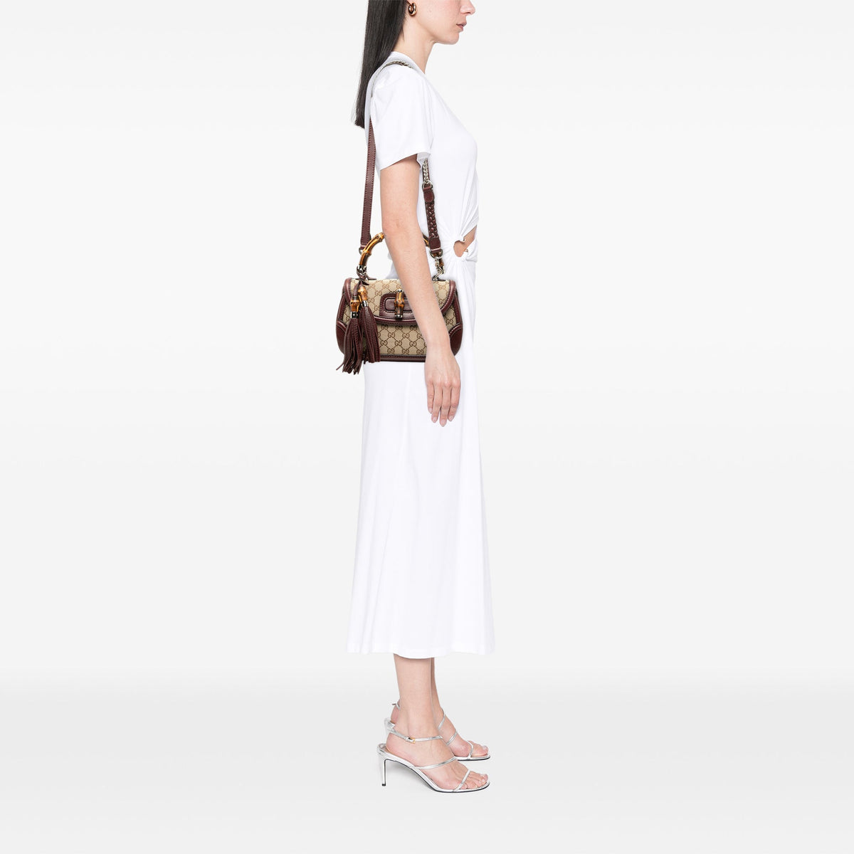 Gucci Medium GG Canvas New Bamboo Top Handle Bag