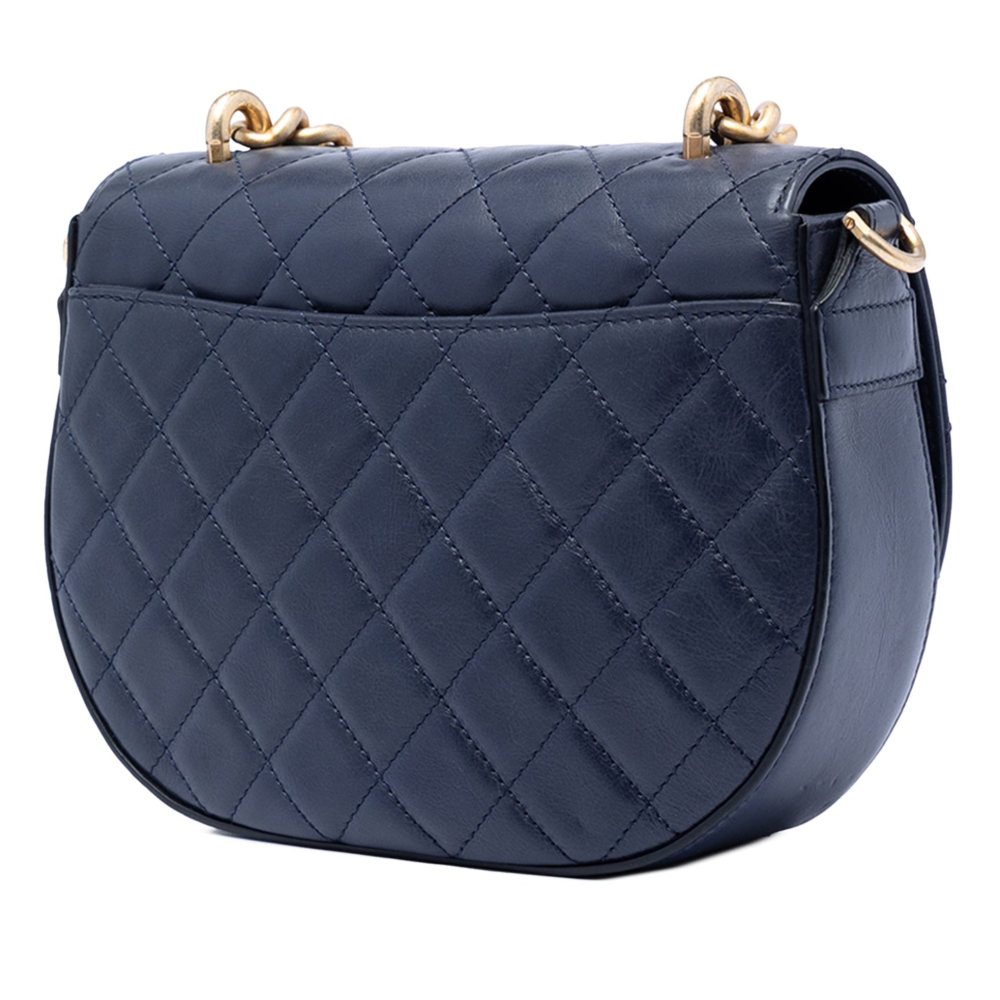 Chanel CC Quilted Lambskin Chain Handle Half Moon Flap