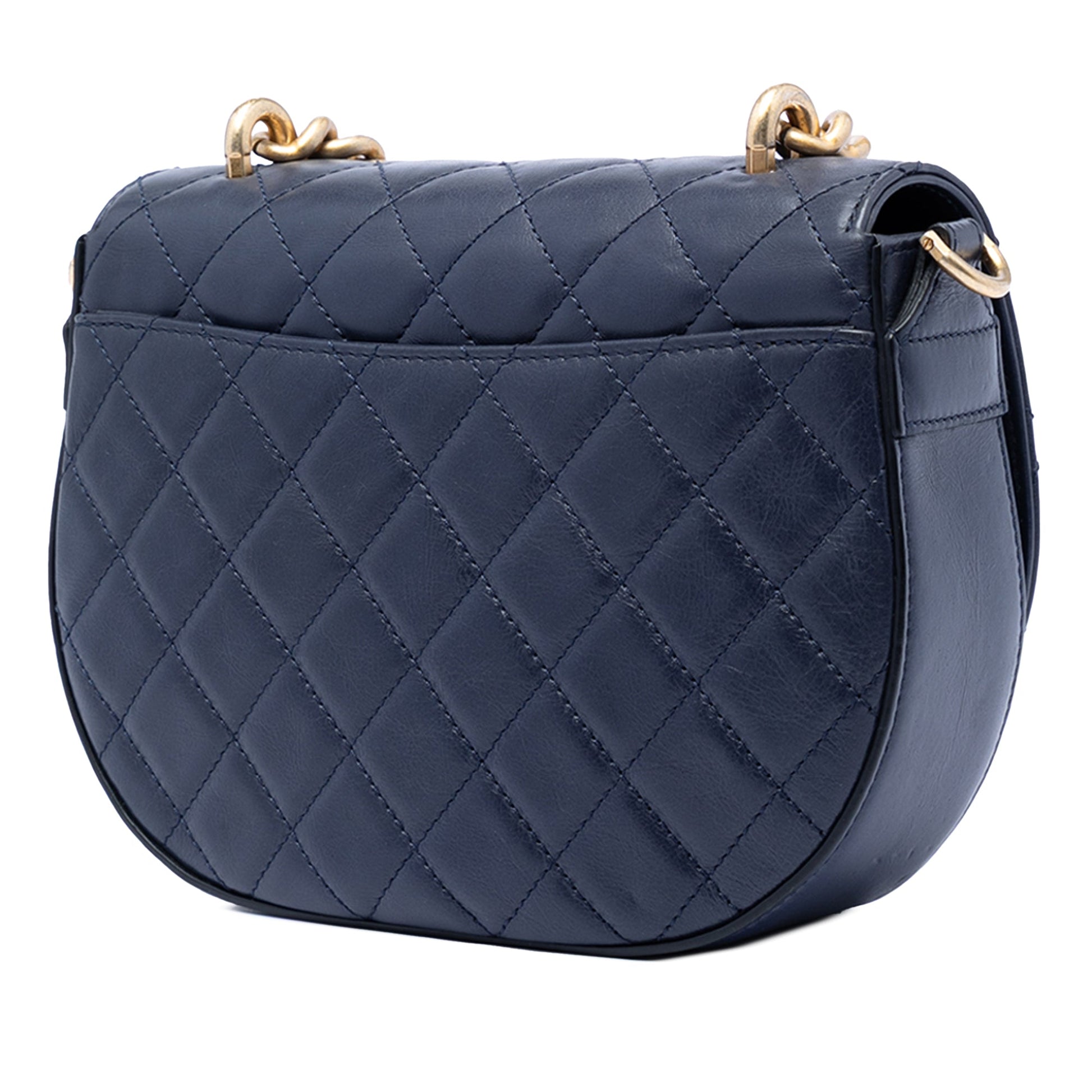 Chanel CC Quilted Lambskin Chain Handle Half Moon Flap
