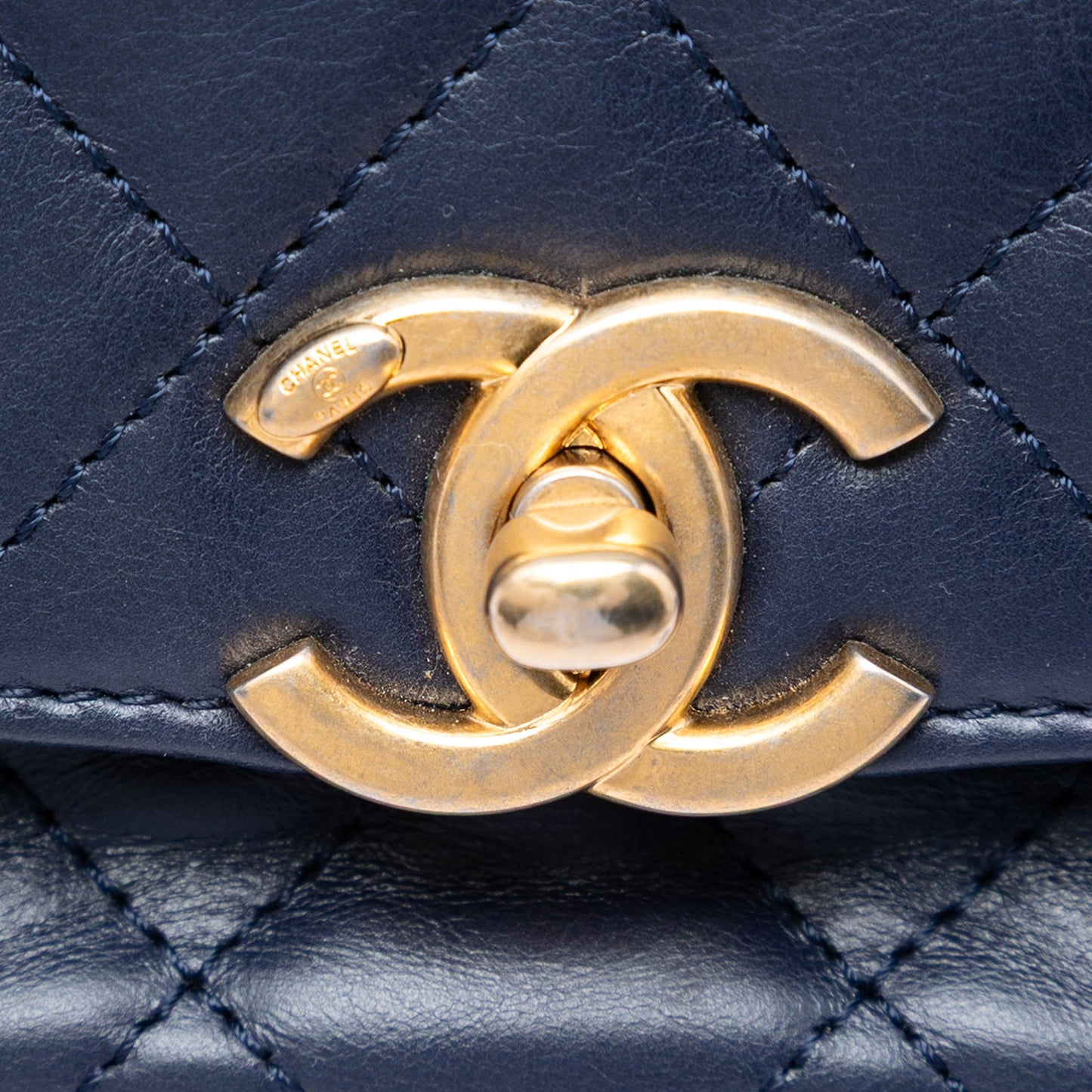 Chanel CC Quilted Lambskin Chain Handle Half Moon Flap