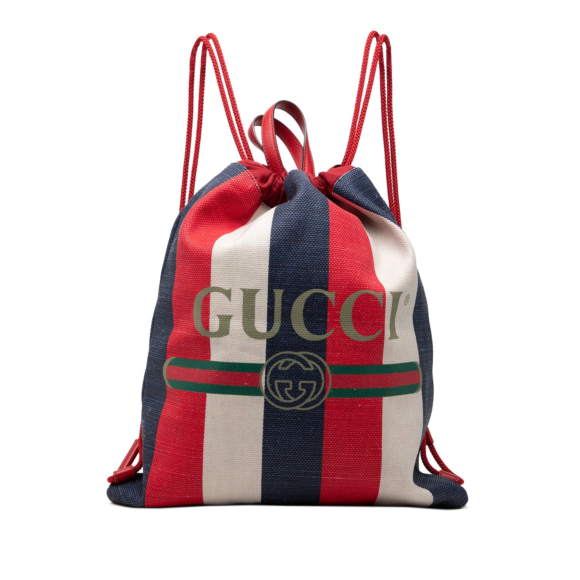 Gucci Canvas Sylvie Baiadera Web Drawstring Backpack