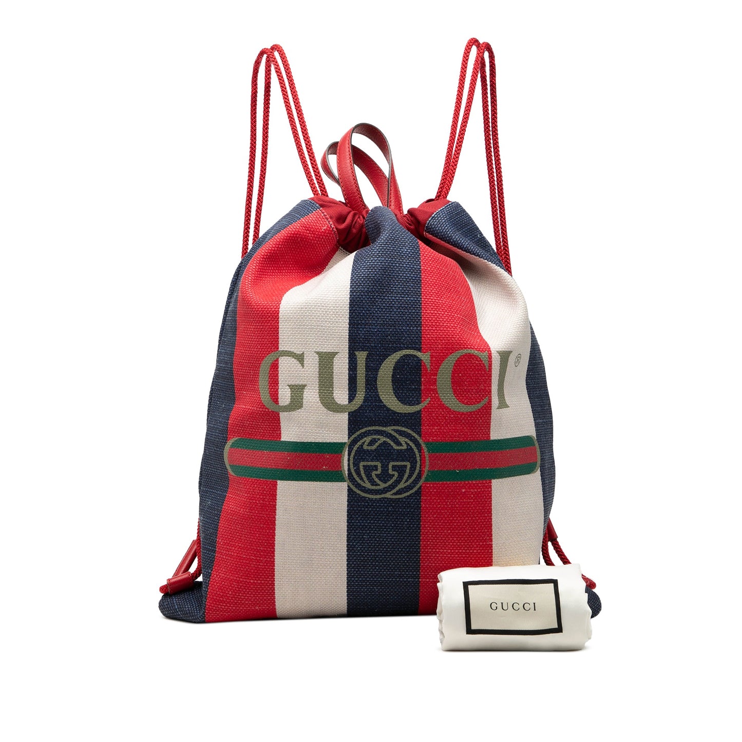 Gucci Canvas Sylvie Baiadera Web Drawstring Backpack