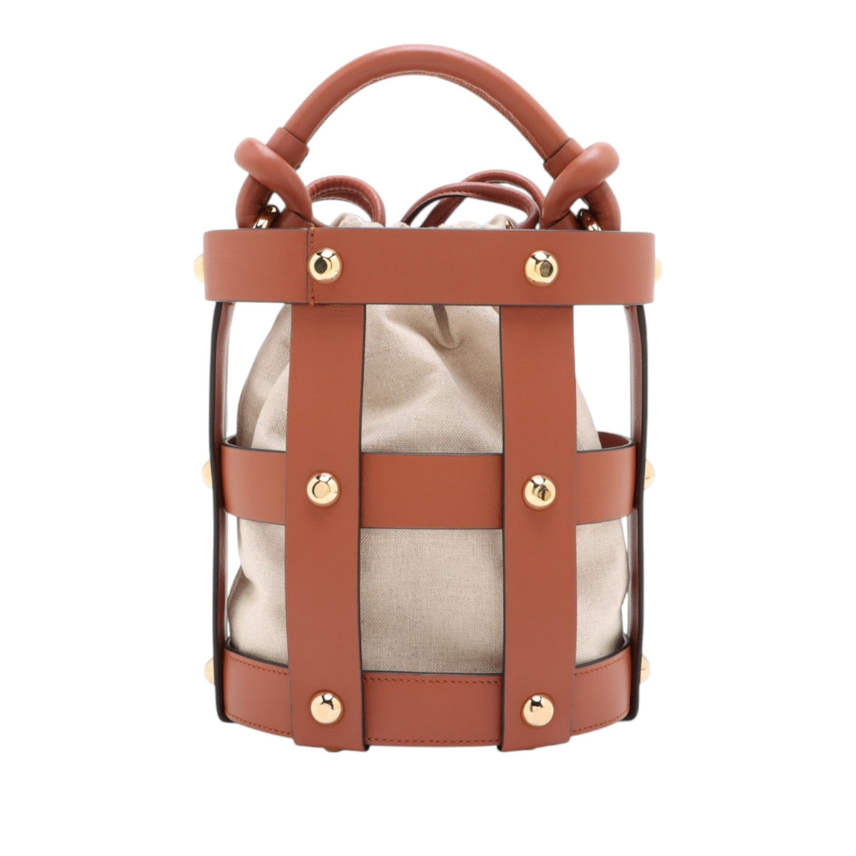 Ferragamo Leather and Canvas Bucket Bag