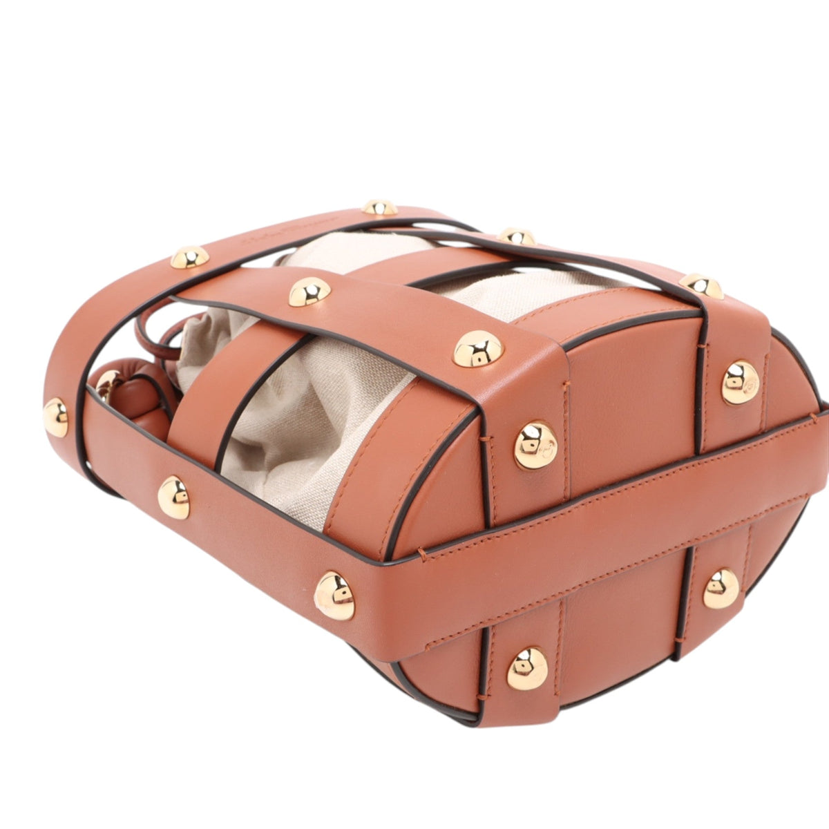 Ferragamo Leather and Canvas Bucket Bag
