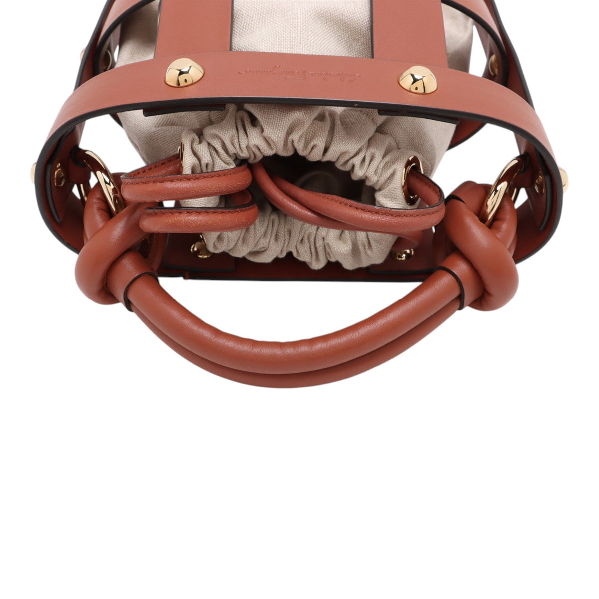 Ferragamo Leather and Canvas Bucket Bag