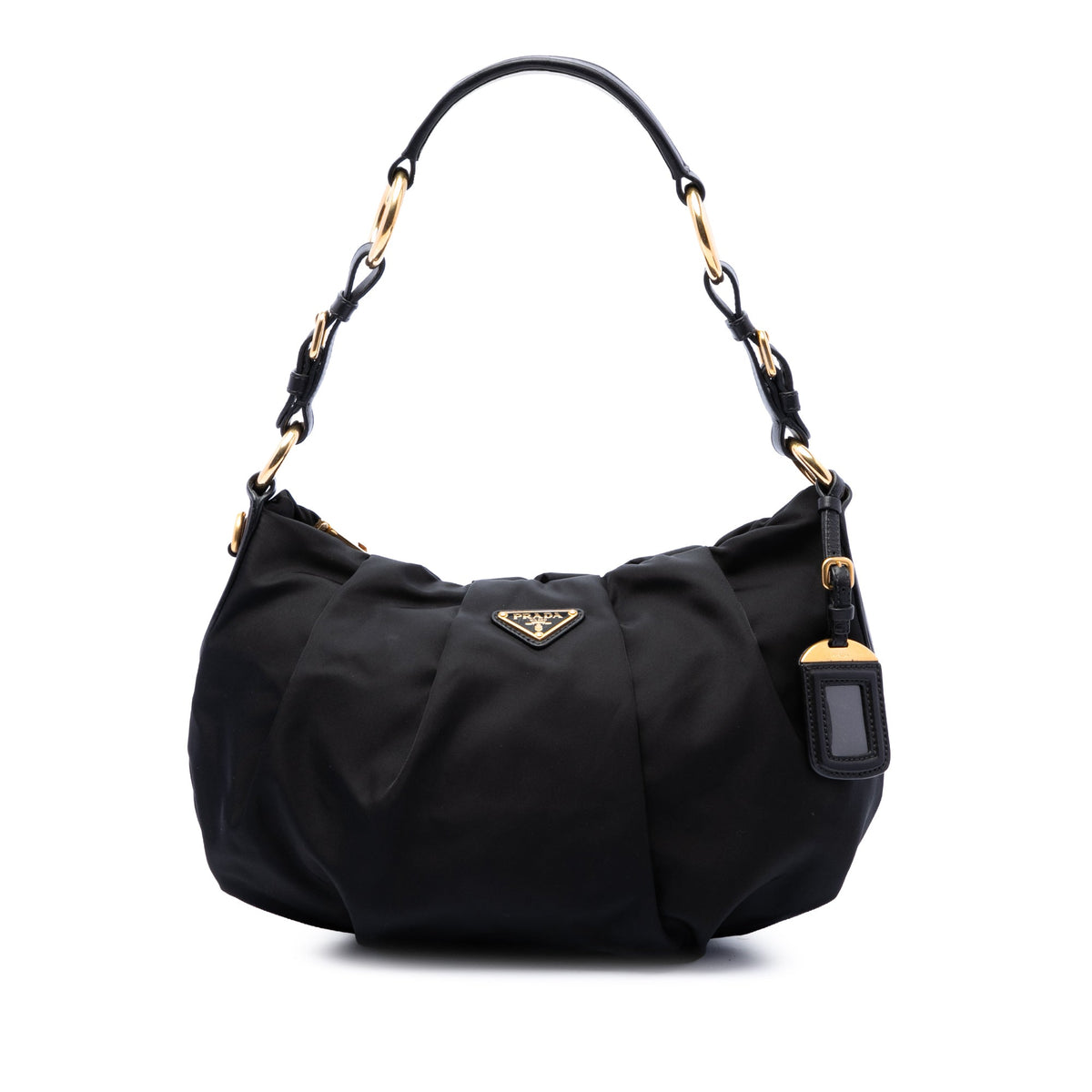 Prada Tessuto Pleated Hobo — Black