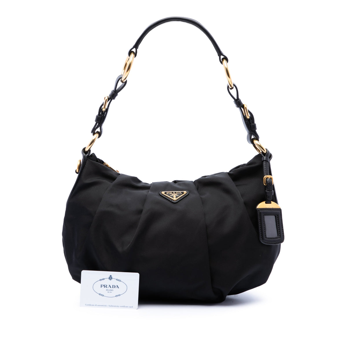 Prada Tessuto Pleated Hobo — Black