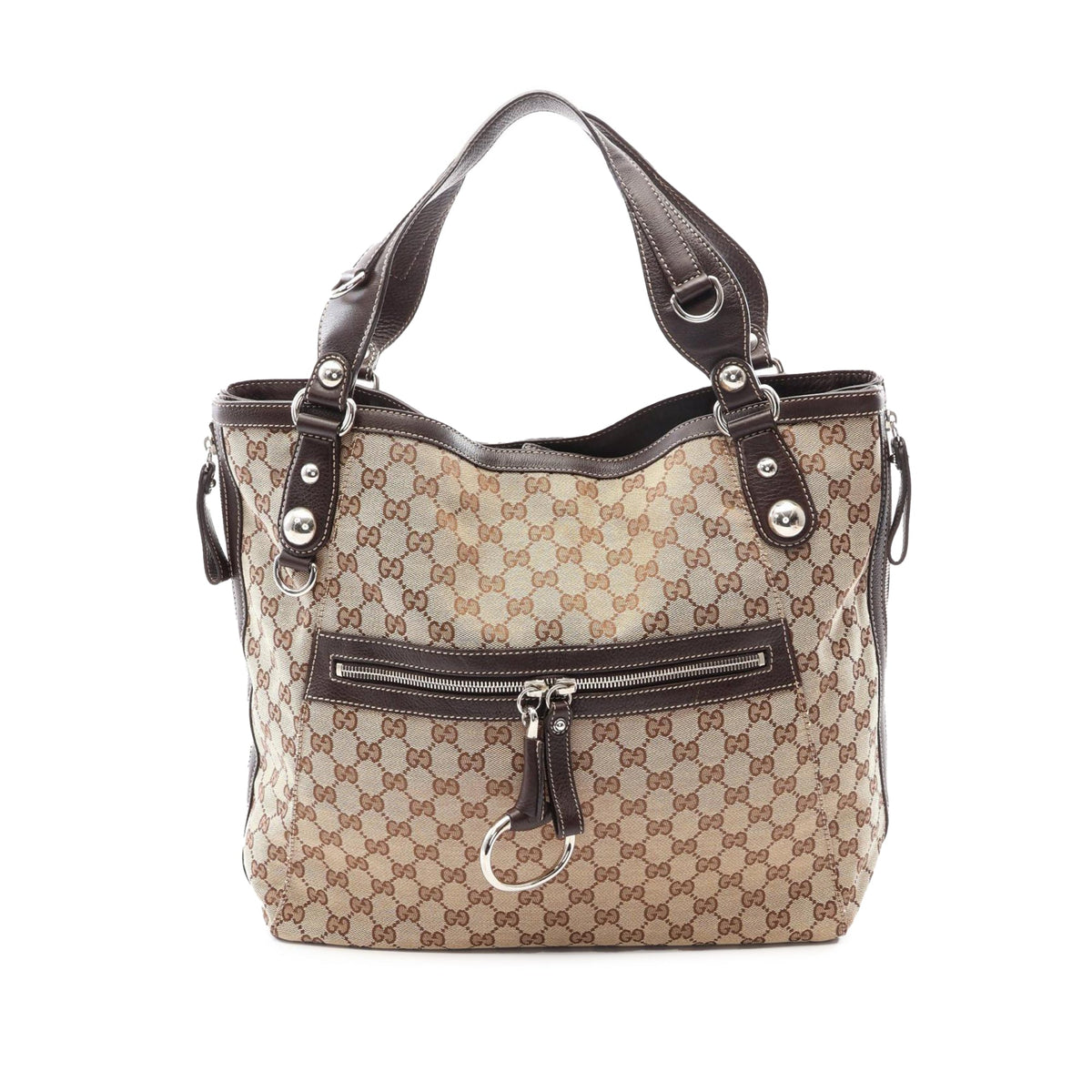 Gucci GG Canvas Icon Bit Zip Tote — Beige
