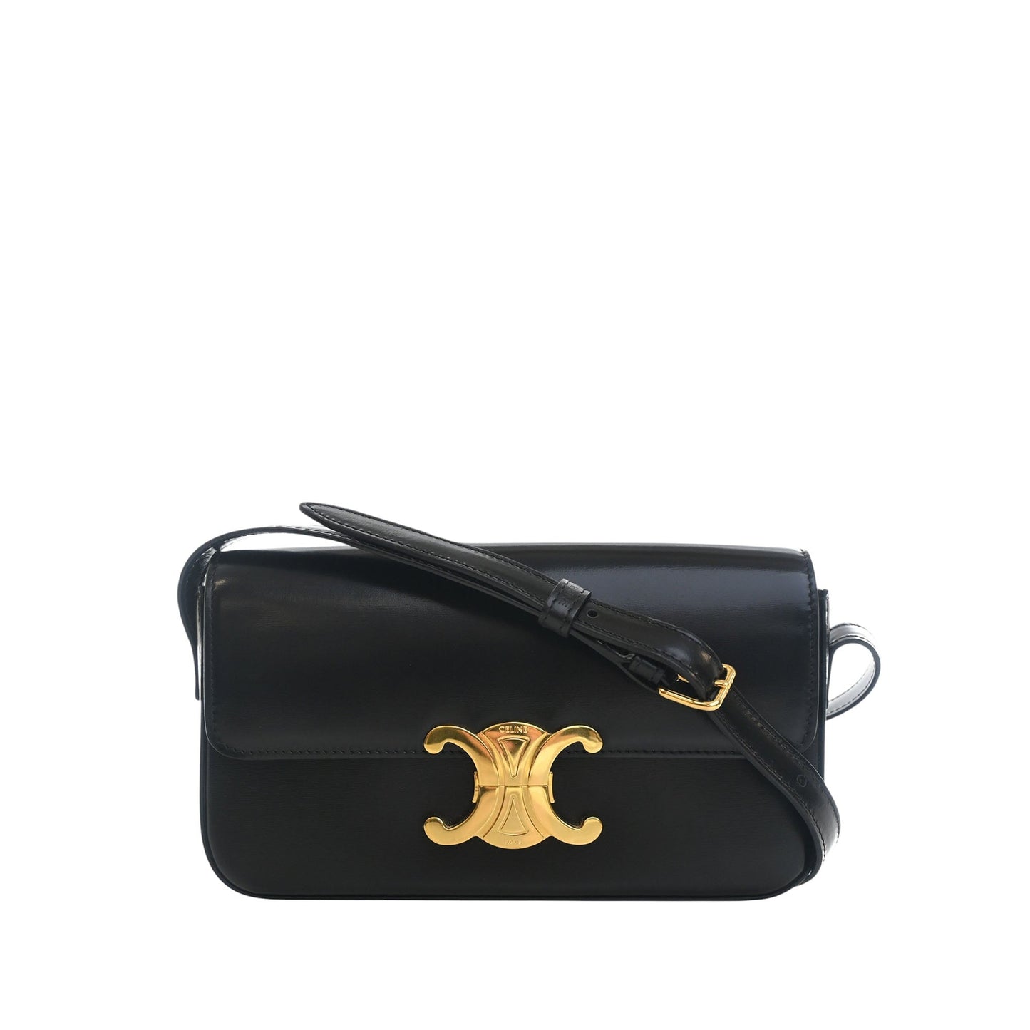 Celine Shiny Calfskin Triomphe Claude Shoulder Bag