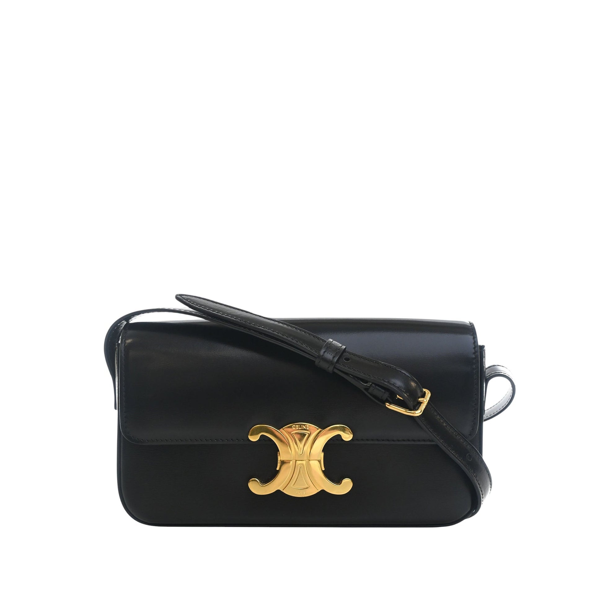 Celine Shiny Calfskin Triomphe Claude Shoulder Bag