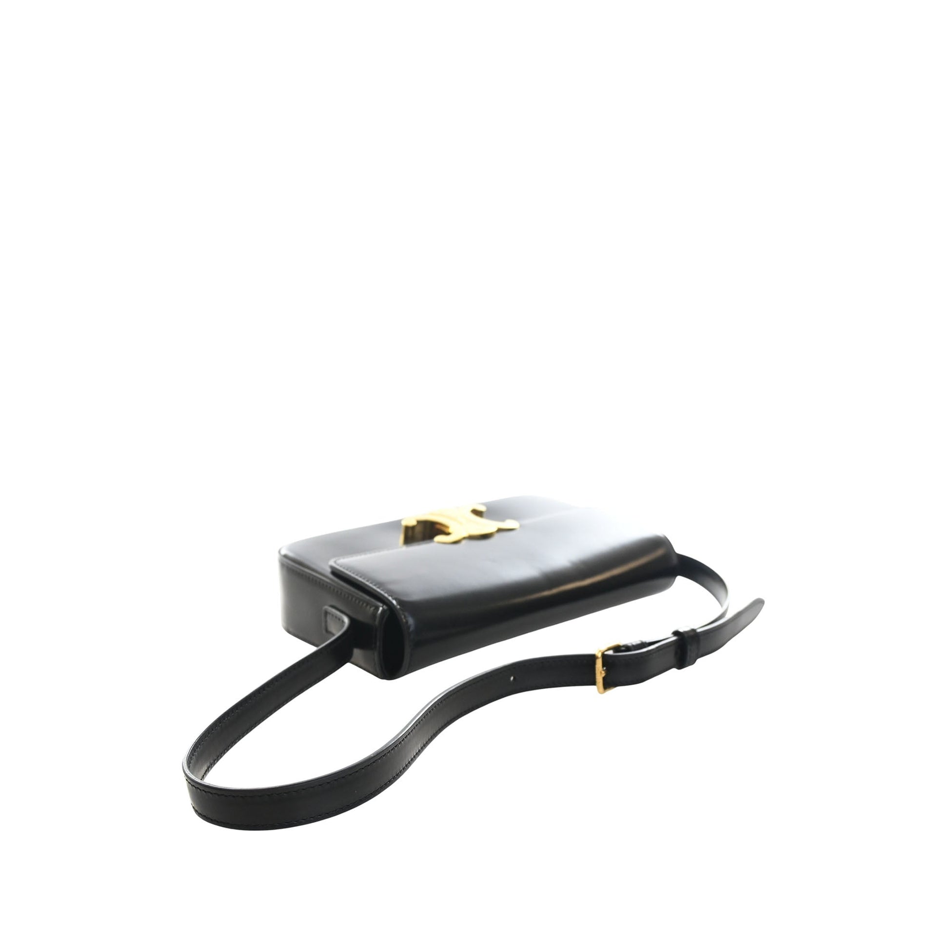 Celine Shiny Calfskin Triomphe Claude Shoulder Bag