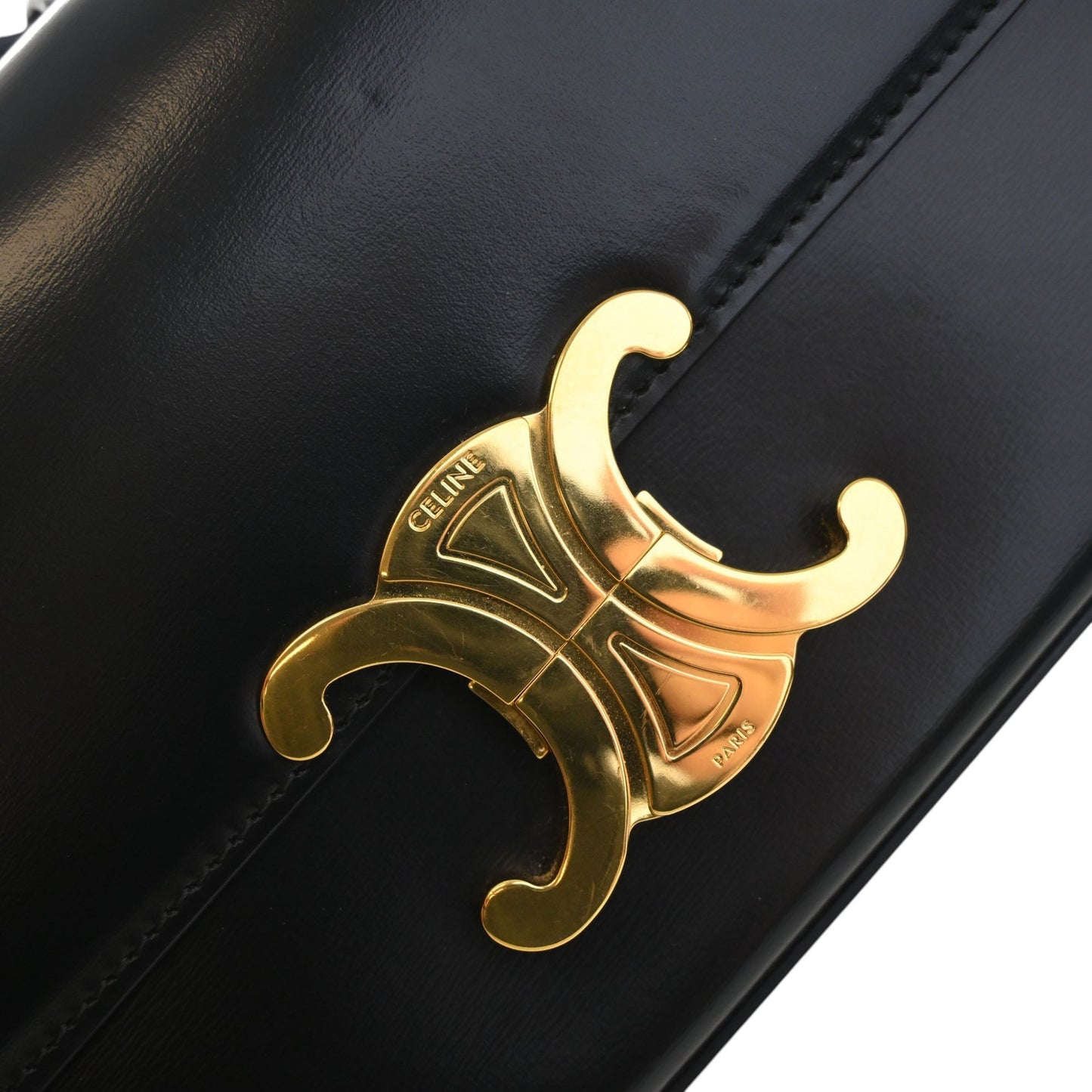 Celine Shiny Calfskin Triomphe Claude Shoulder Bag