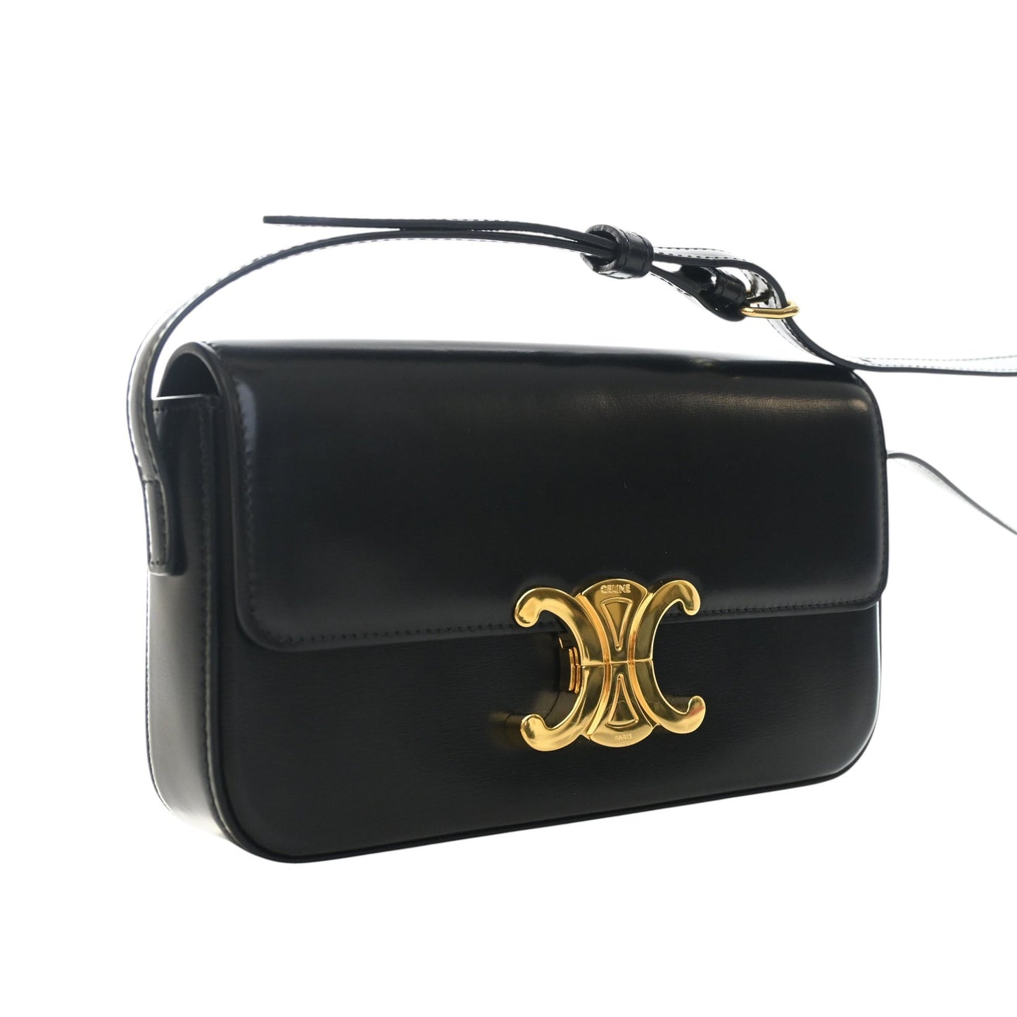 Celine Shiny Calfskin Triomphe Claude Shoulder Bag