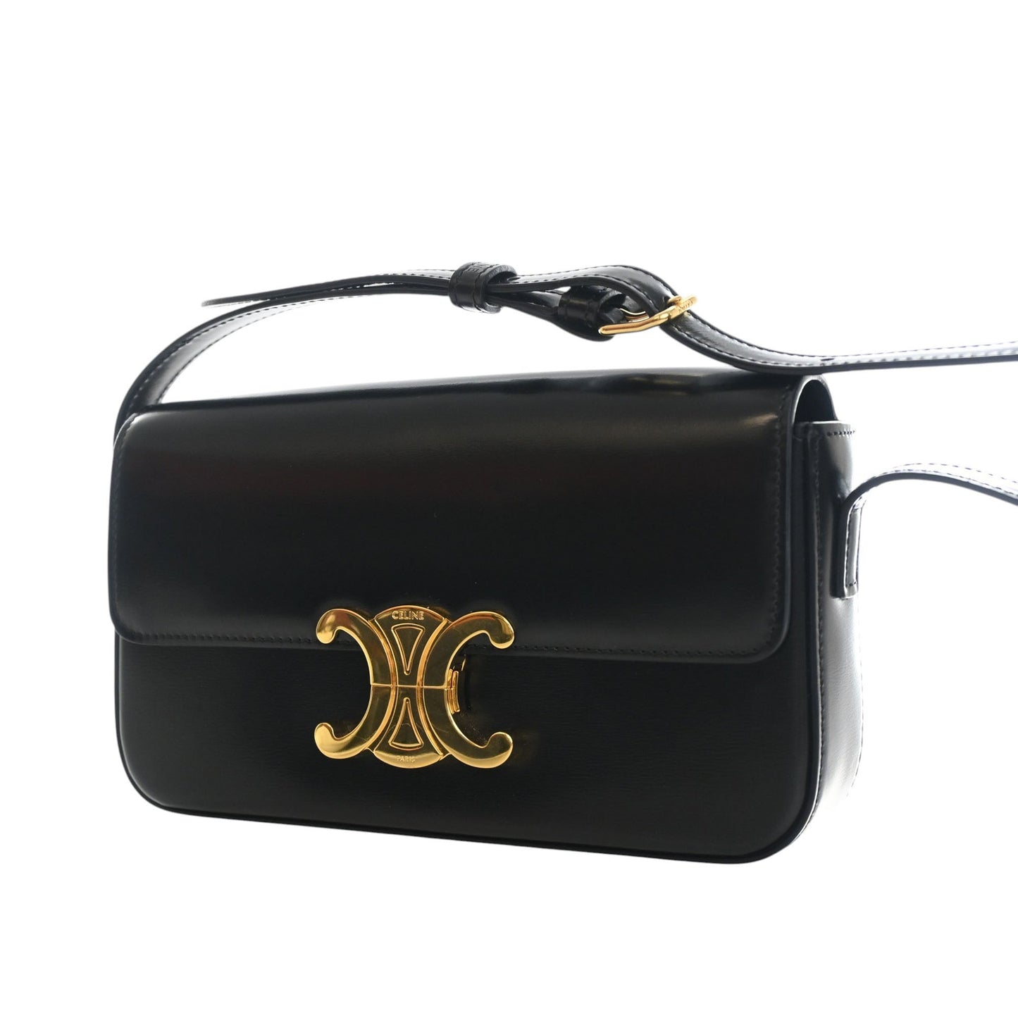 Celine Shiny Calfskin Triomphe Claude Shoulder Bag