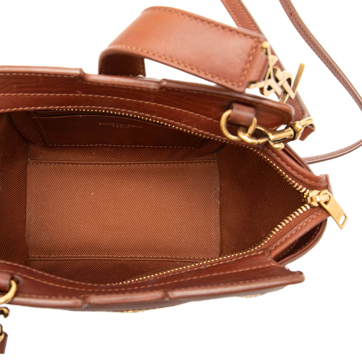 Saint Laurent Toy Raffia Monogram Downtown Cabas — Beige