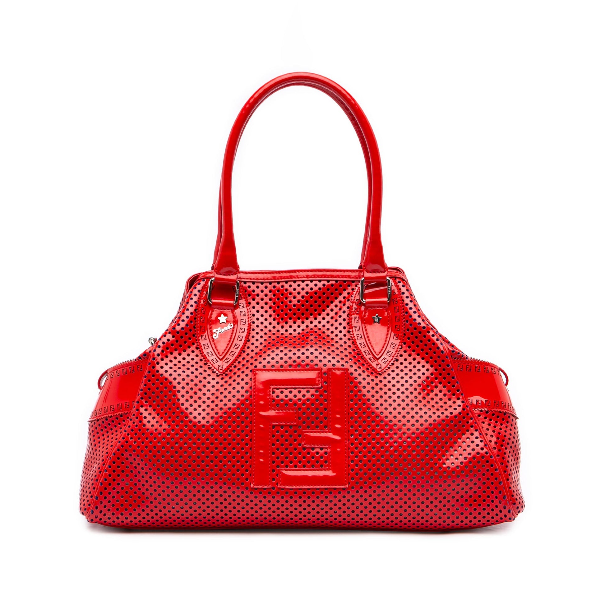 Fendi Perforated Patent Etniko Du Jour Handbag