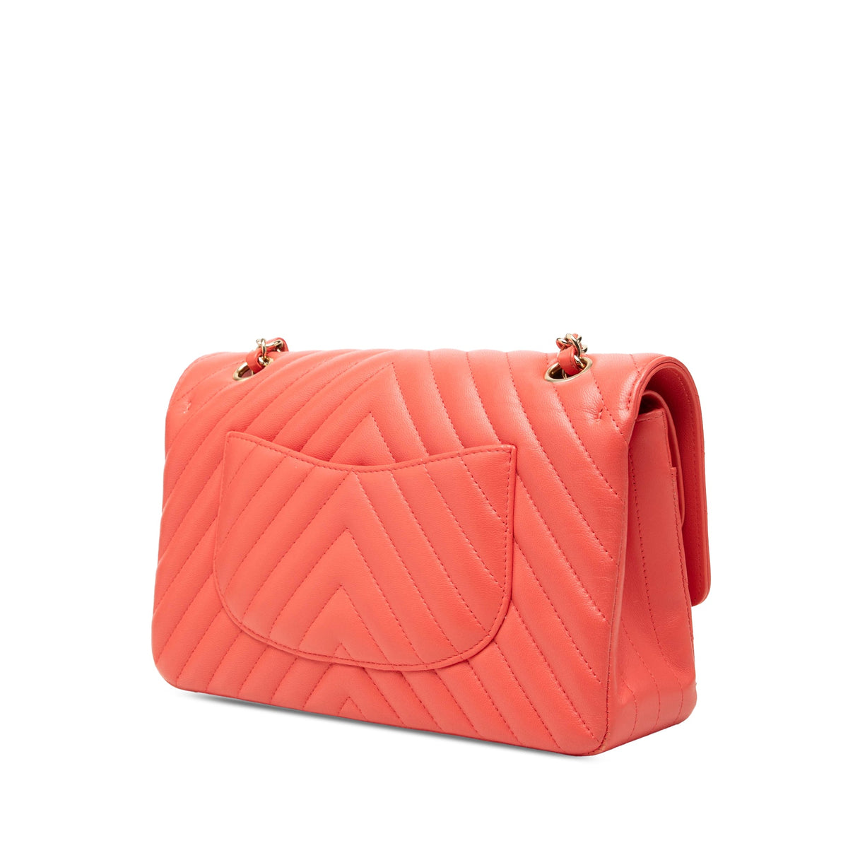 Chanel Medium Classic Chevron Lambskin Double Flap — Pink
