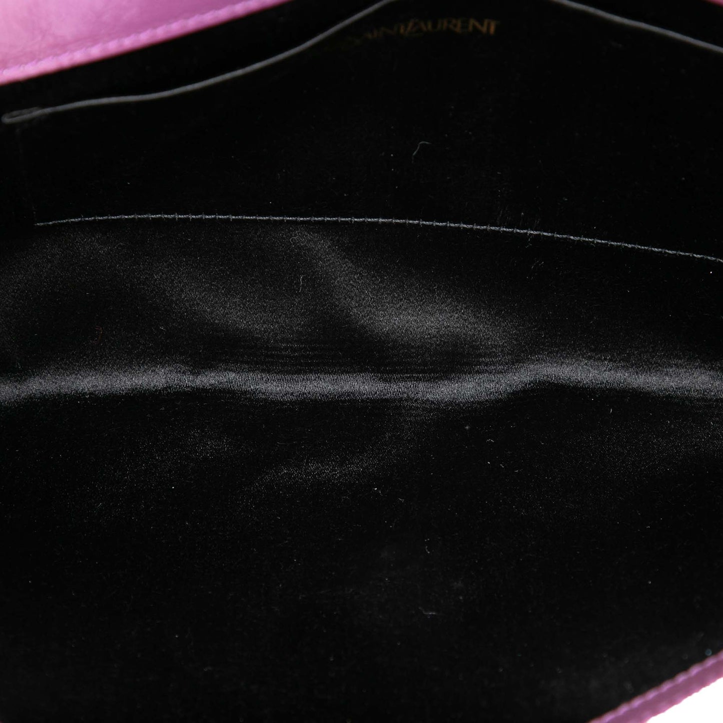 Saint Laurent Large Textured Patent Monogram Belle De Jour Clutch