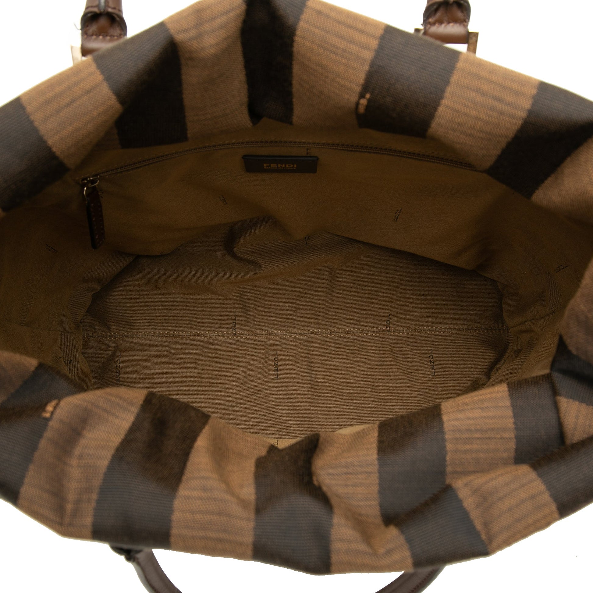 Fendi Straw Pecan Striped Beach Tote