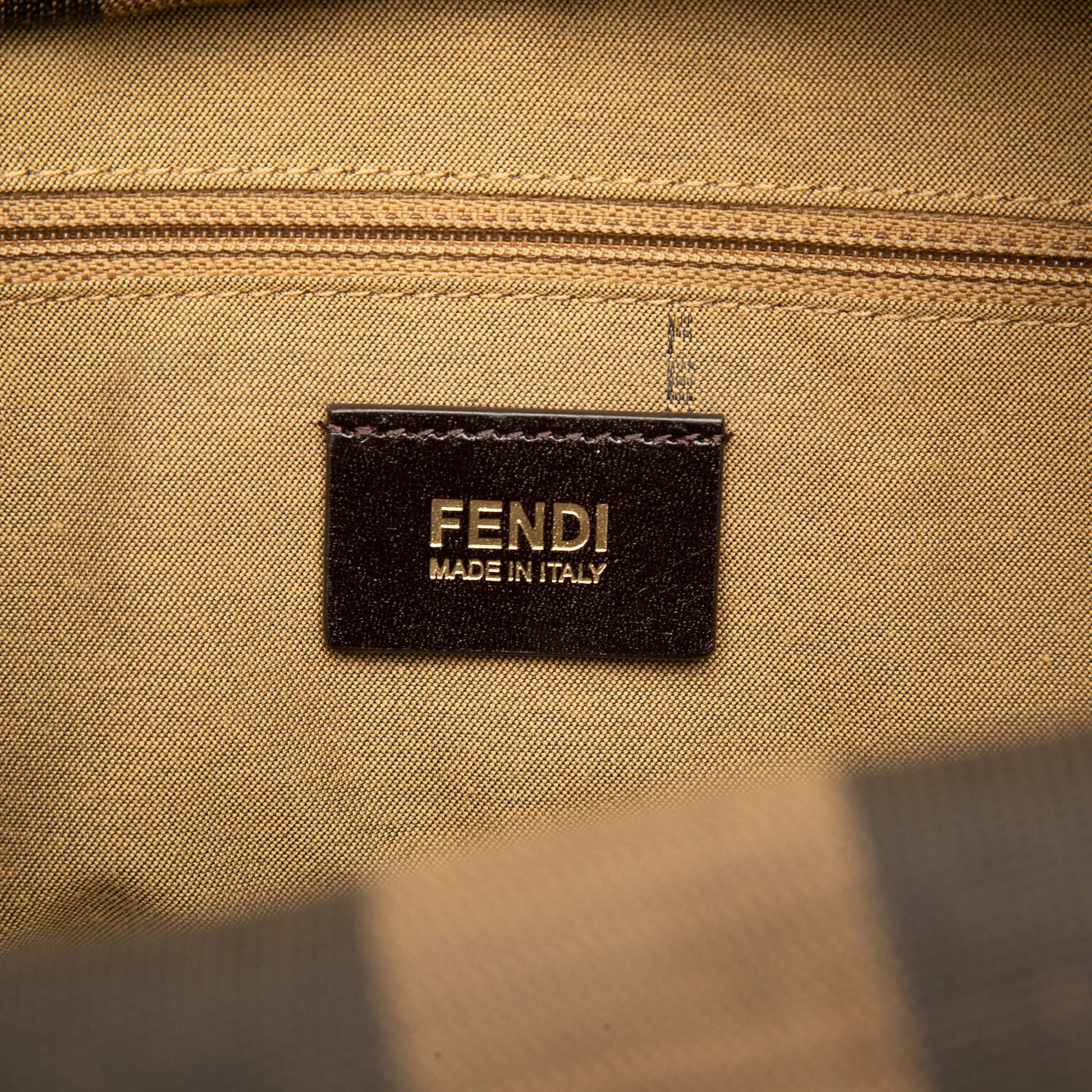 Fendi Straw Pecan Striped Beach Tote