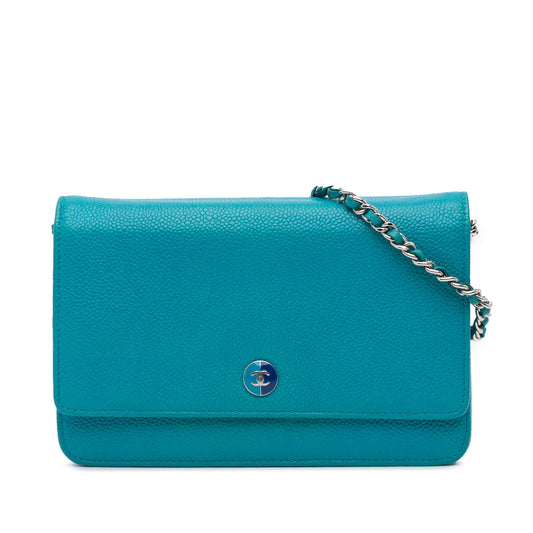 Chanel Caviar Bicolor CC Wallet On Chain