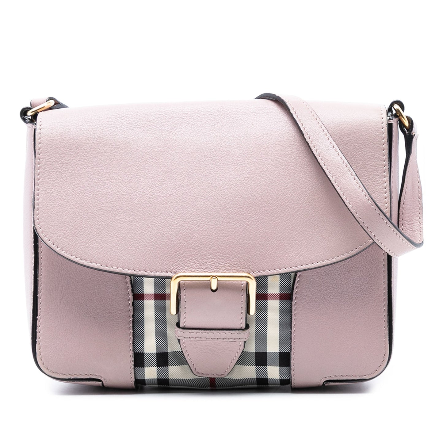 Burberry Small Haymarket Check Trimmed Leather Dickens Crossbody