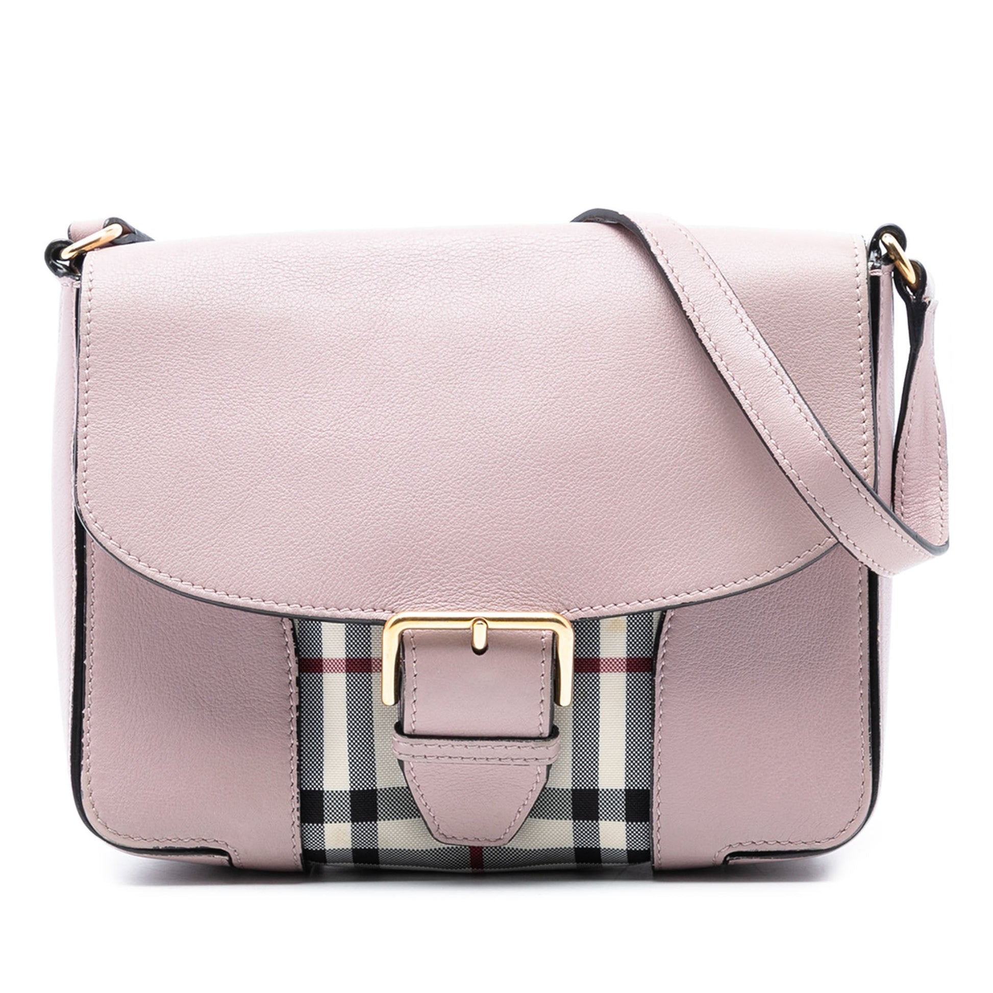 Burberry Small Haymarket Check Trimmed Leather Dickens Crossbody
