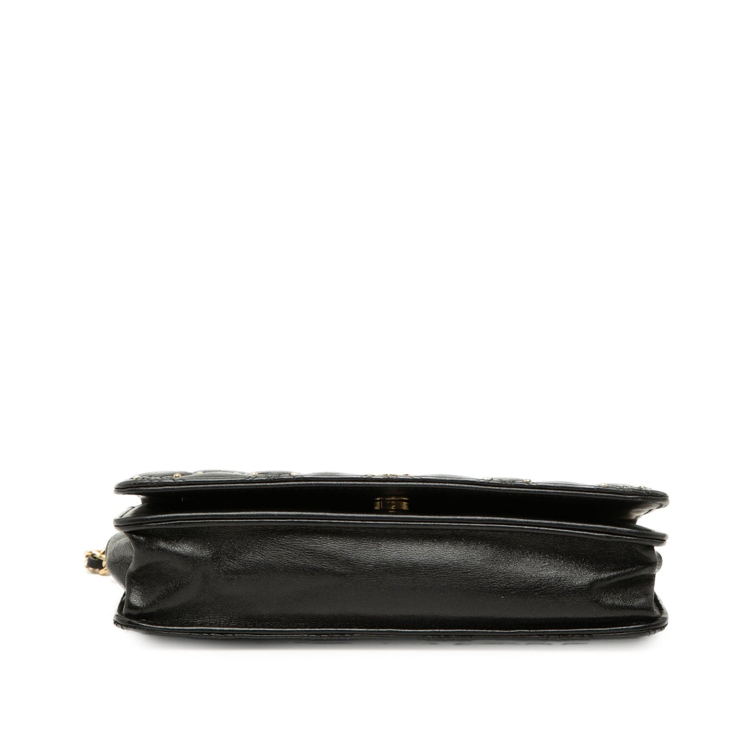 Chanel CC Lambskin Studded Diamond Stitch Wallet On Chain