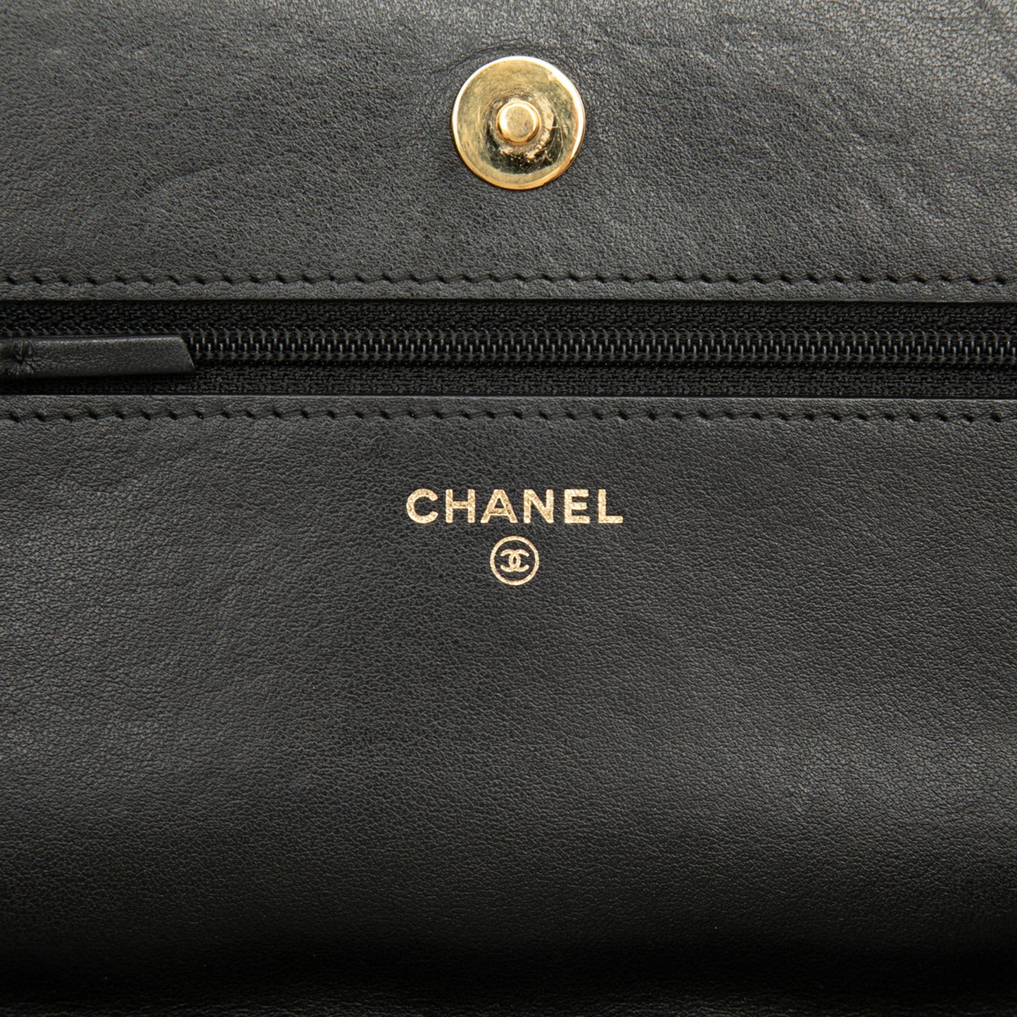 Chanel CC Lambskin Studded Diamond Stitch Wallet On Chain