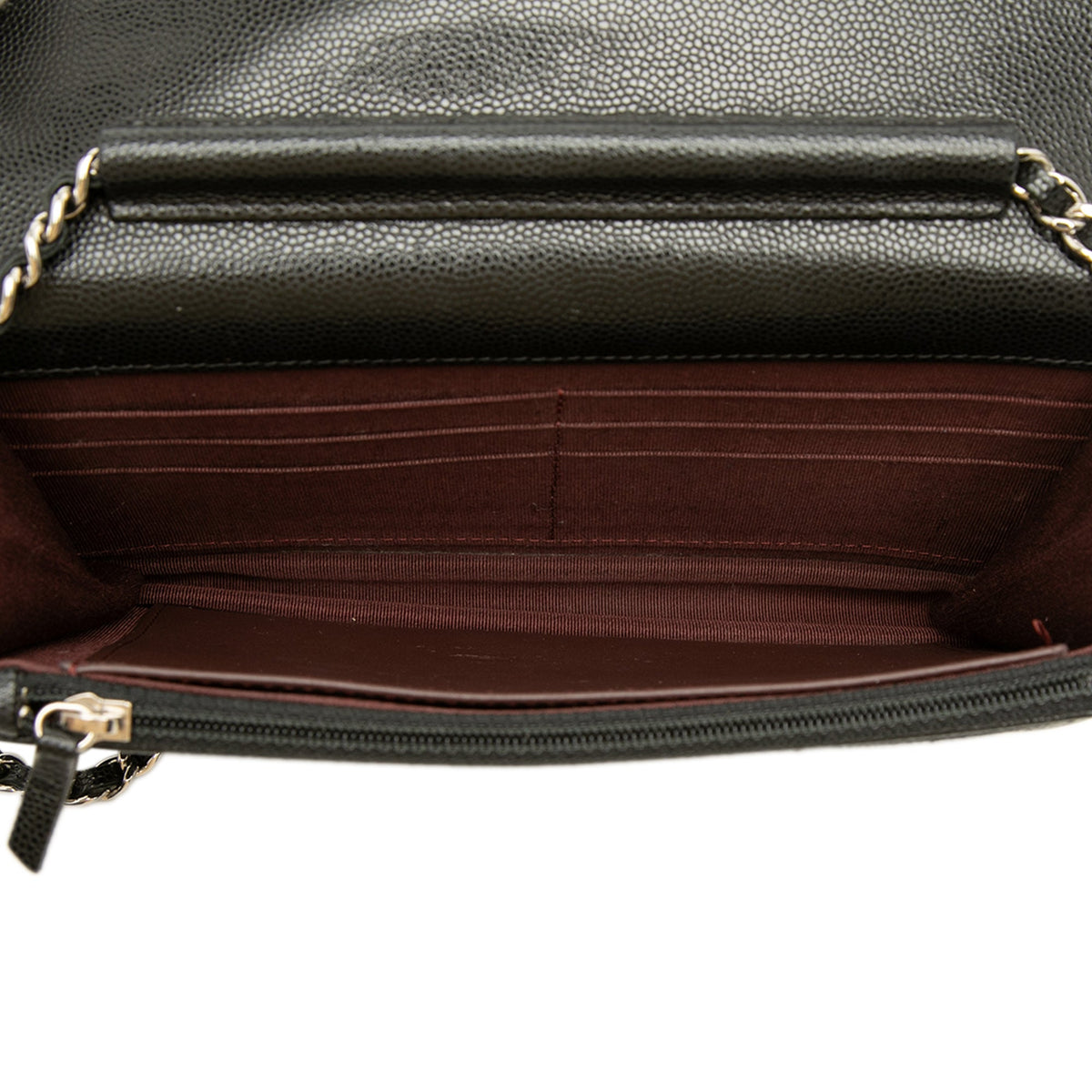 Chanel CC Chevron Caviar Wallet On Chain — Black