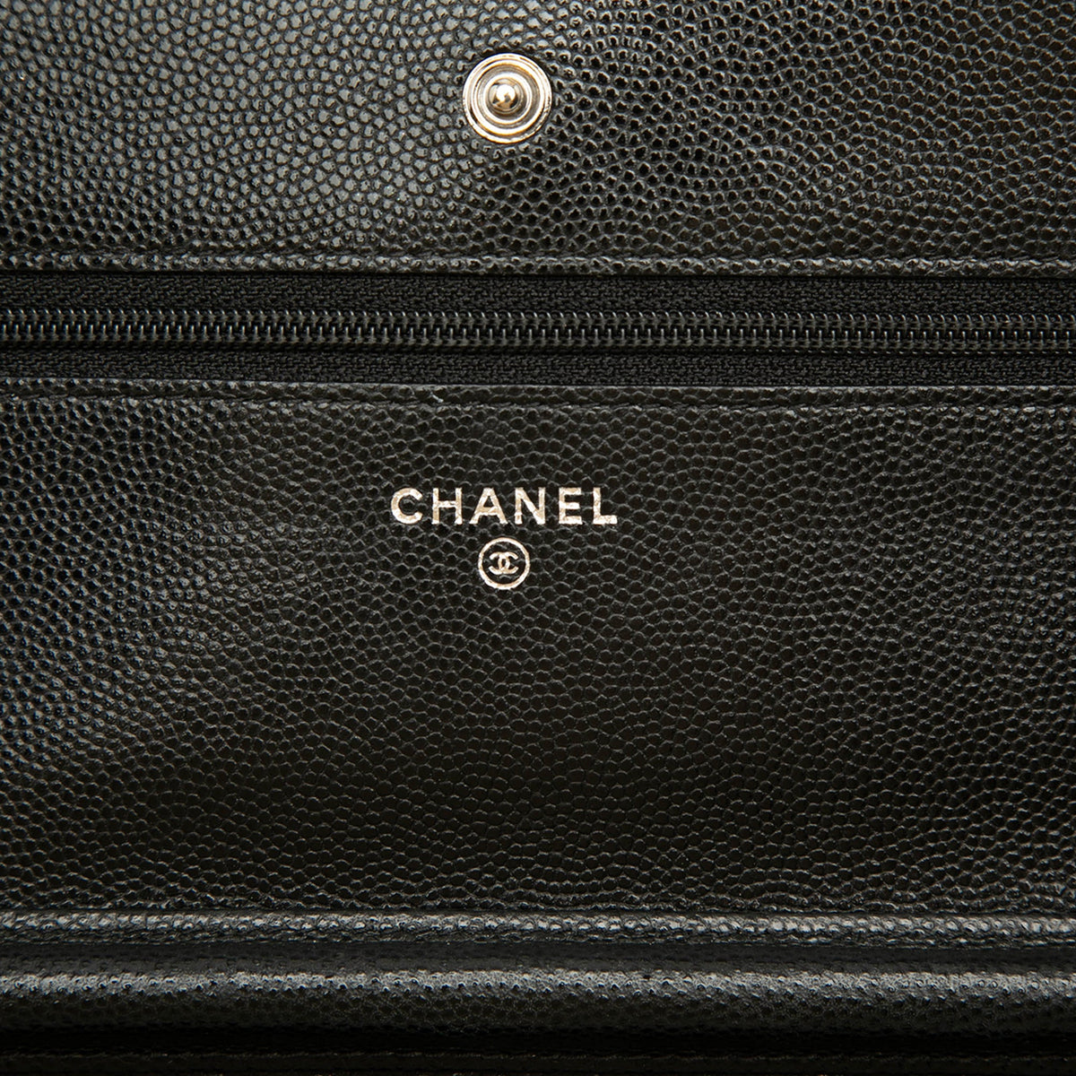 Chanel CC Chevron Caviar Wallet On Chain — Black