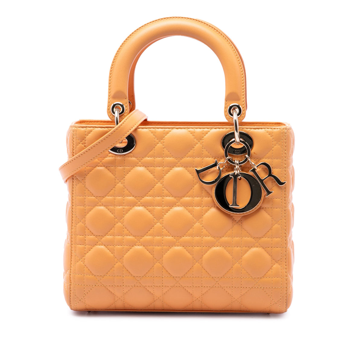Dior Medium Lambskin Cannage Lady Dior — Orange